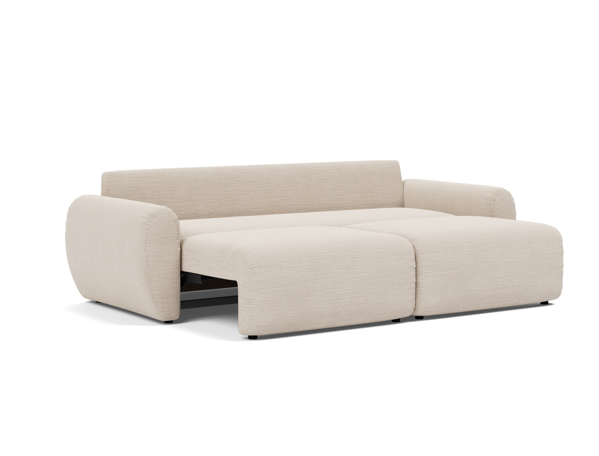 Schlafsofa Norum mit Curve-Armlehnen Webstoff Blida 612-Sand-Grey
