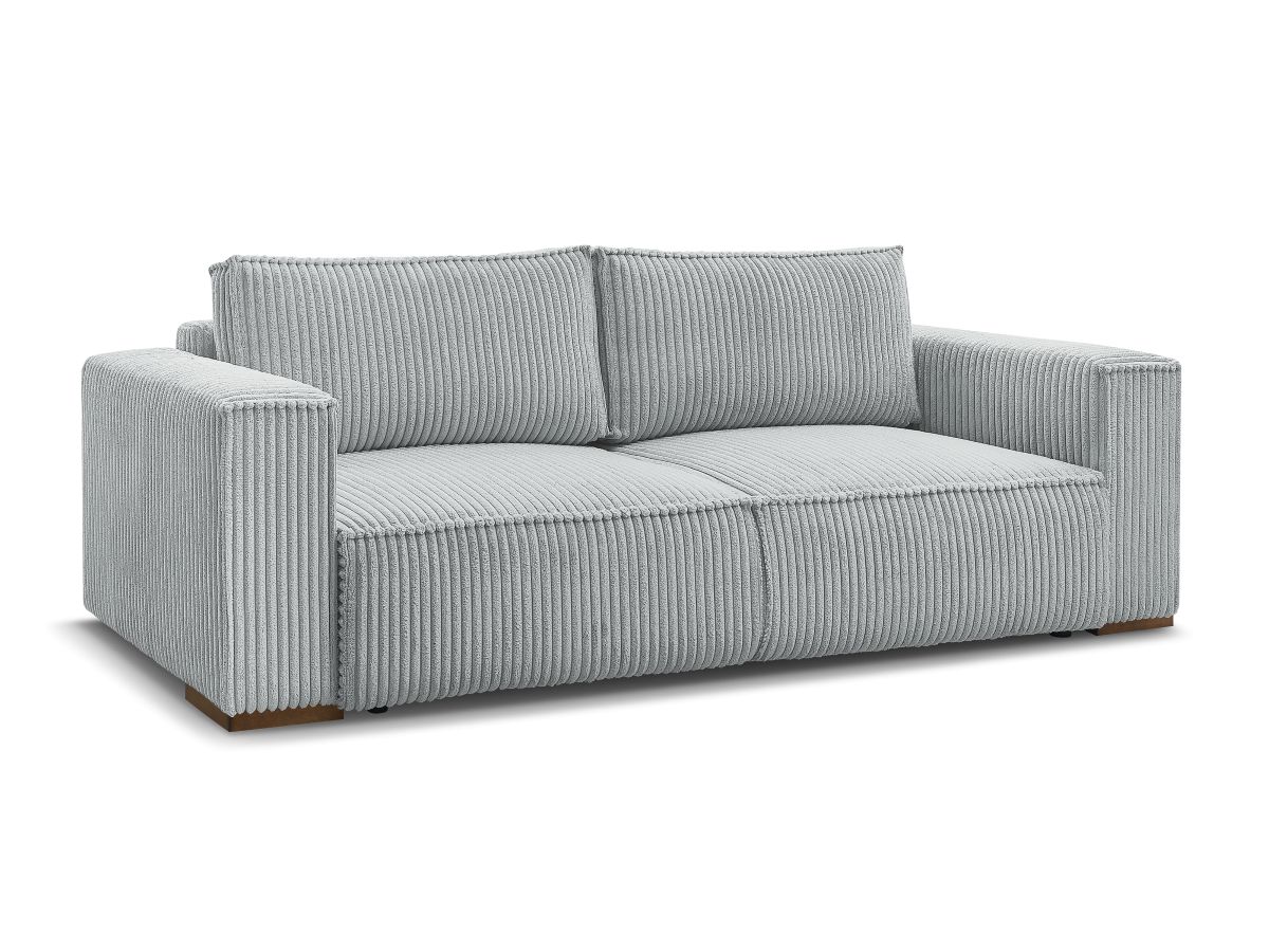 Bobochic Chelsea Schlafsofa 3-Sitzer mit Bettkasten Breitcord weich Hellgrau