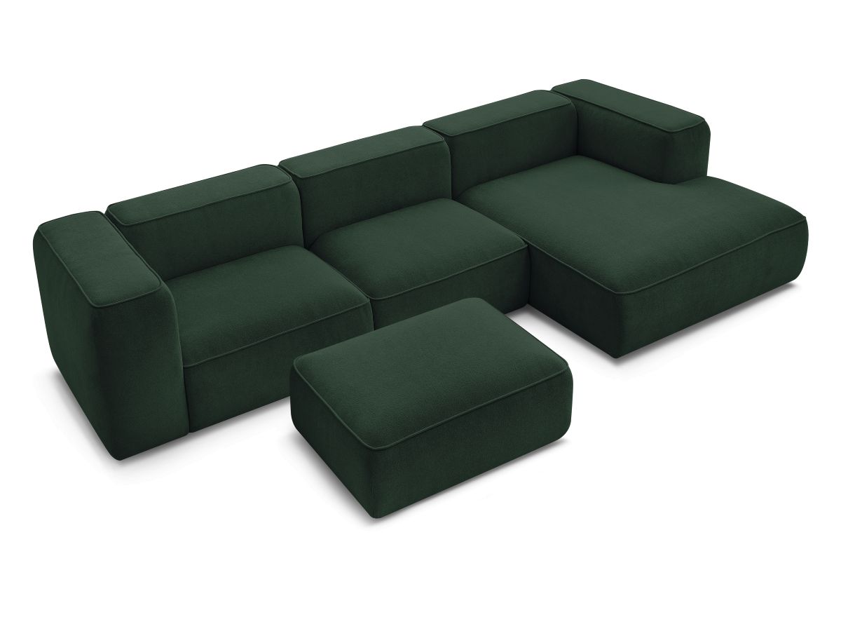 Bobochic Zephyr Ecksofa mit Pouf 349 × 165 cm Strukturstoff Grün Ecke rechts