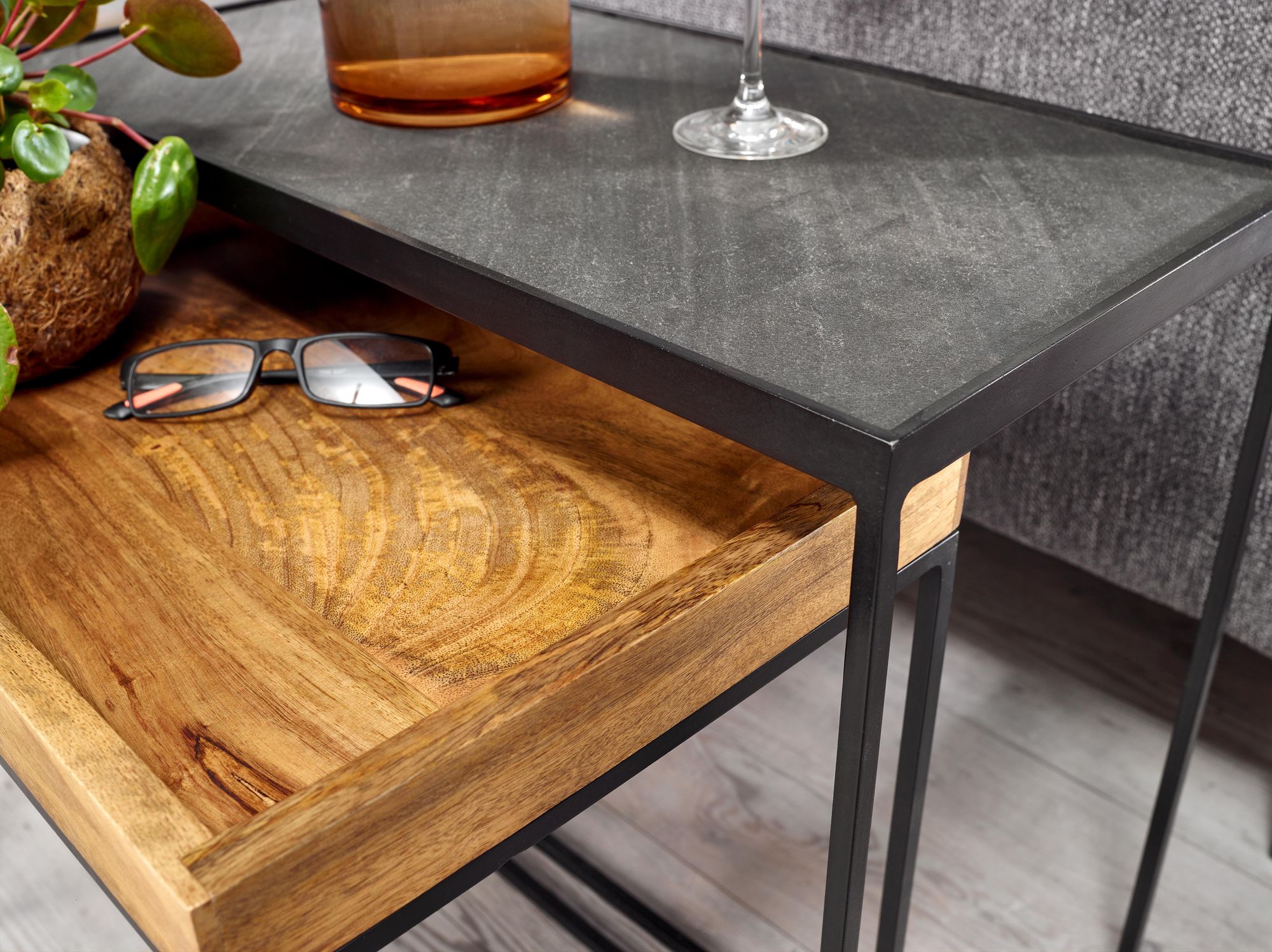 Satztisch 2er-Set Thingeyri Mango Massivholz 60 × 30 × 50 cm