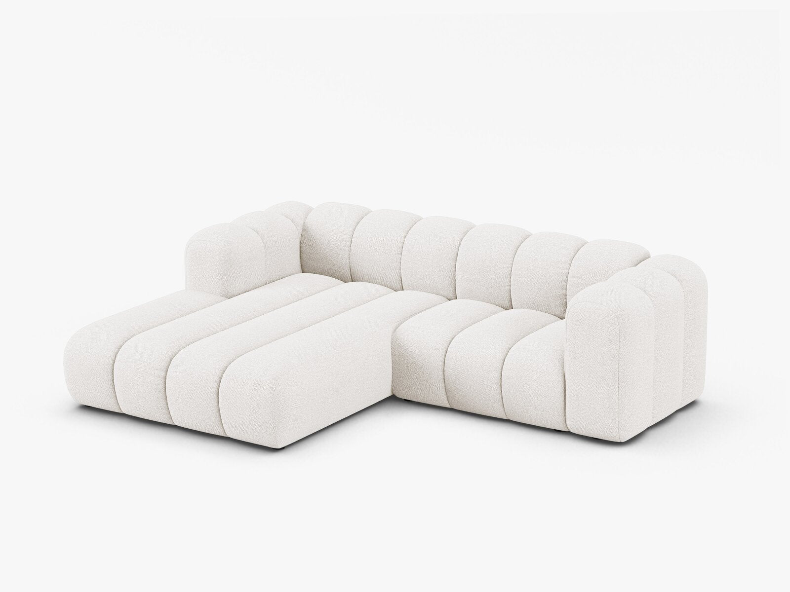 Micadoni Modulares Ecksofa Lupine 3-Sitzer Links Boucle Baloo Weiß