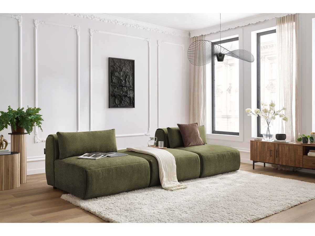 Bobochic Jeanne Sofa 3-Sitzer Strukturstoff Grün