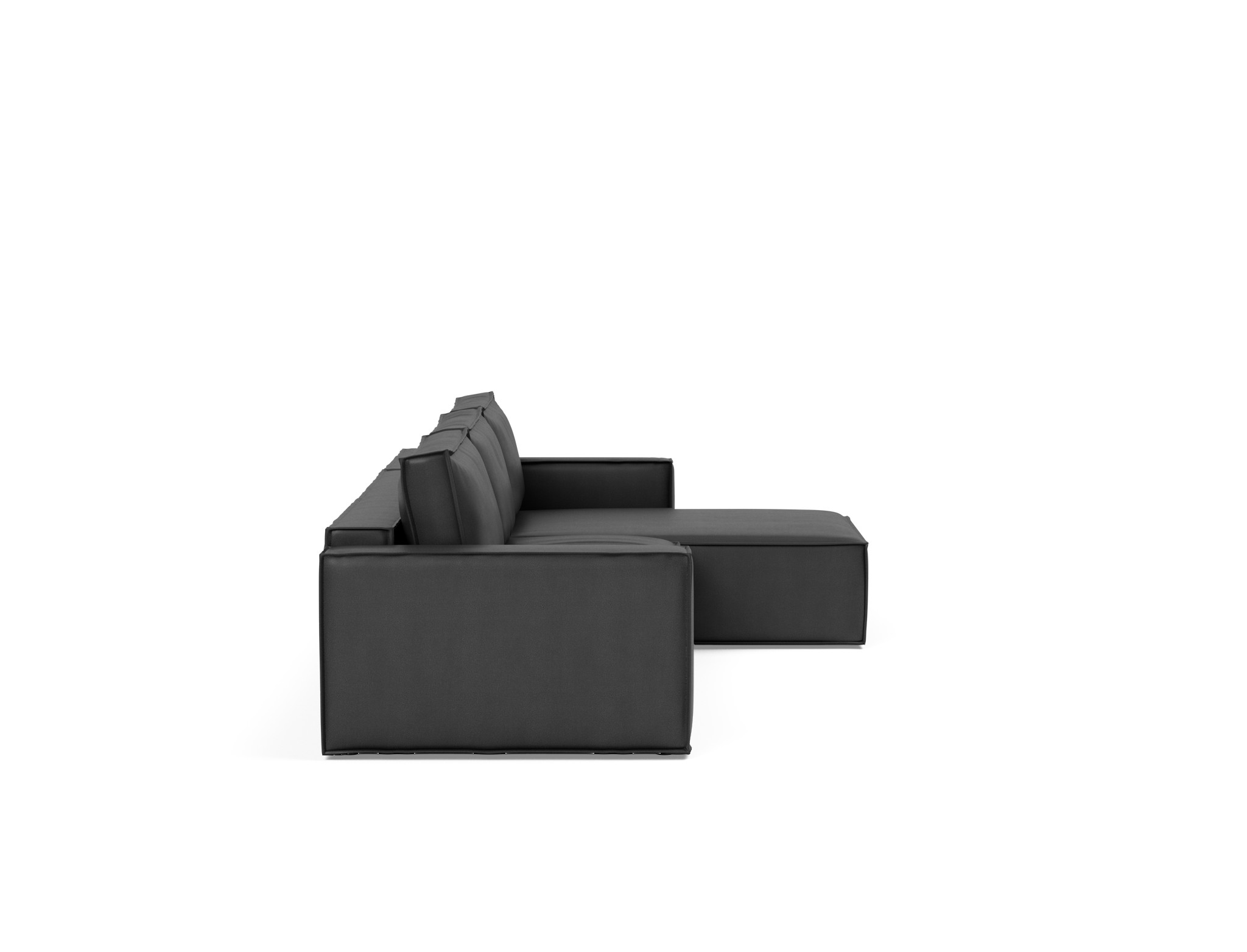 Schlafsofa Newilla mit Chaiselongue Lederoptik Faunal 550-Black