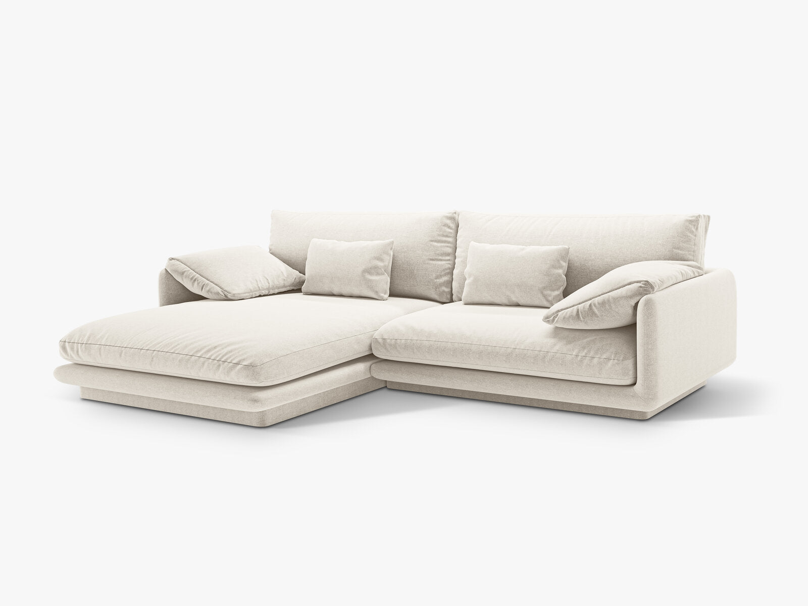 Micadoni Ecksofa Torino 4-Sitzer Links Strukturierter Stoff Elfenbein