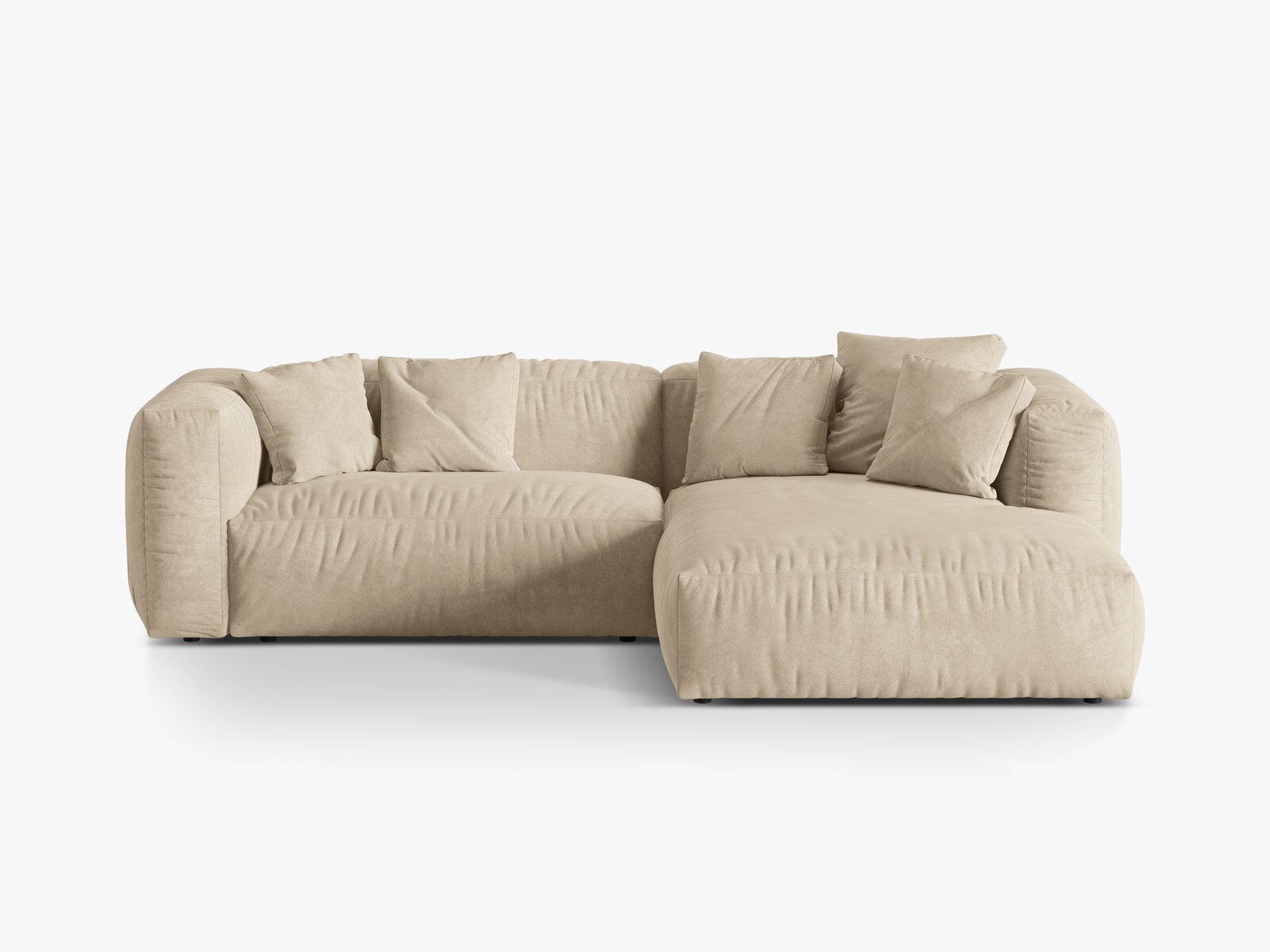 Micadoni Ecksofa Martina 2-Sitzer Rechts Samt Vogue Helles Beige