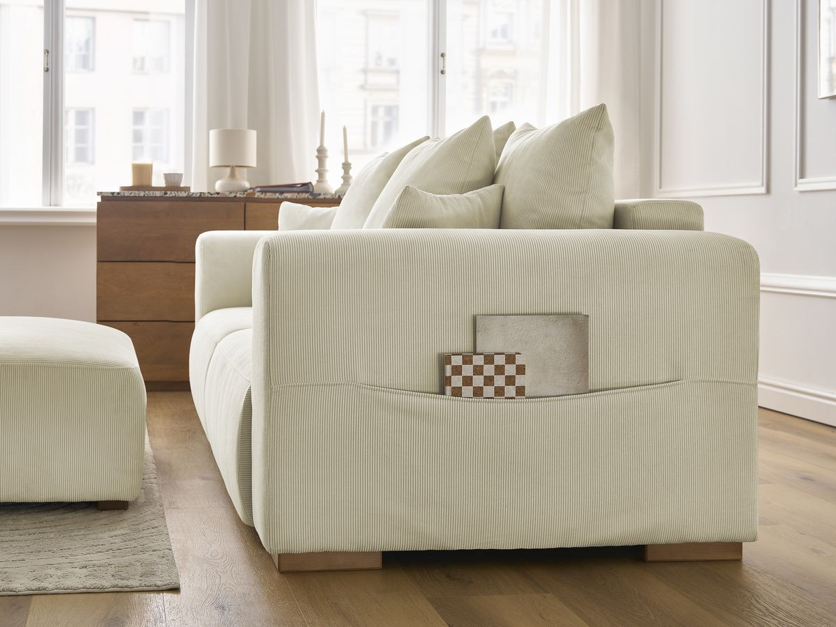 Bobochic Sidonie Sofa 4-Sitzer mit Pouf Cordsamt Beige