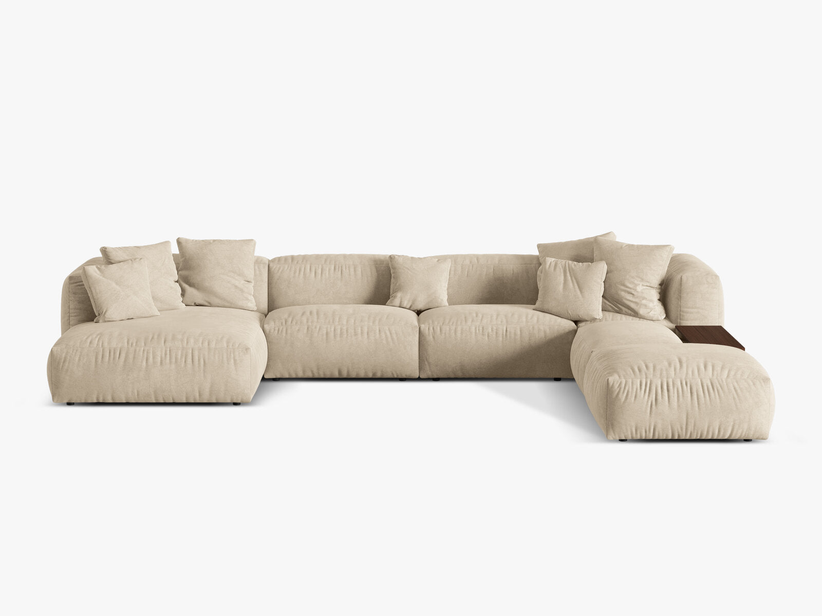 Micadoni Panorama-Ecksofa Martina 5-Sitzer Rechts Samt Helles Beige