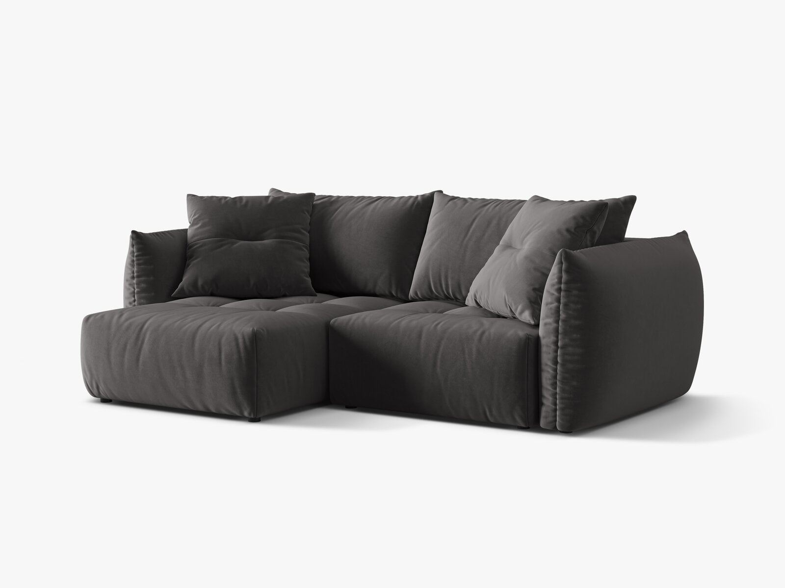 Micadoni Bloom Ecksofa 3-Sitzer mit Schlaffunktion Links Samt Casino Dunkelgrau