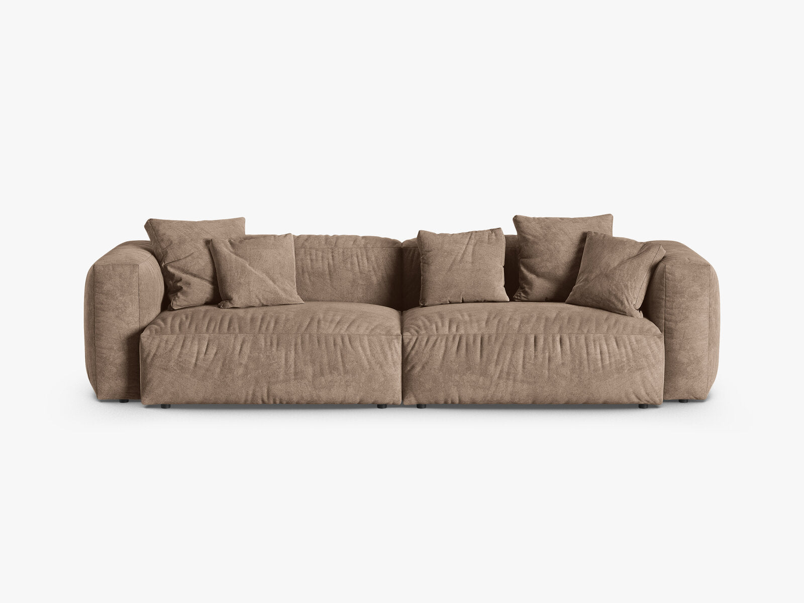 Micadoni Sofa Martina 4-Sitzer 90cm Sitztiefe Samt Vogue Dunkelbeige