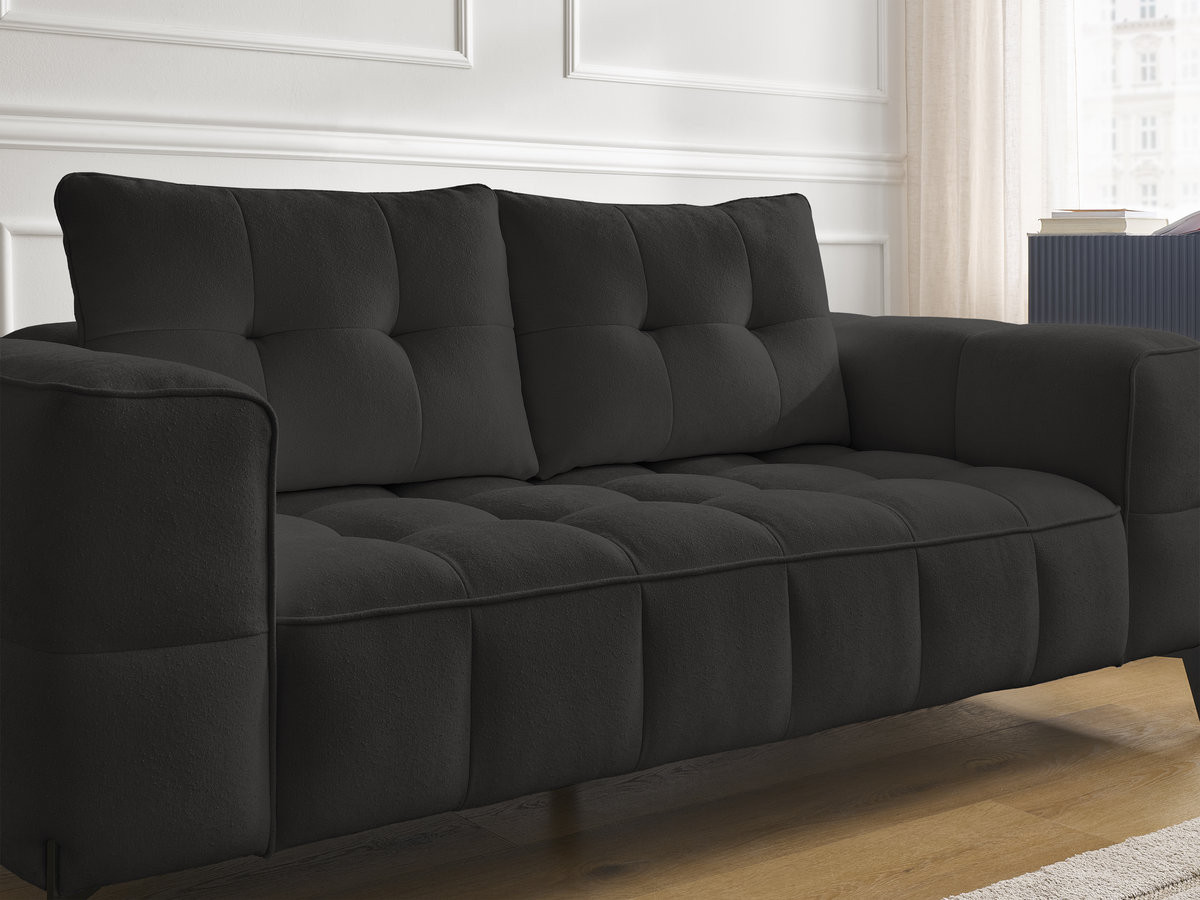 Bobochic Anis Sofa 2-Sitzer mit Pouf Strukturstoff Schwarz