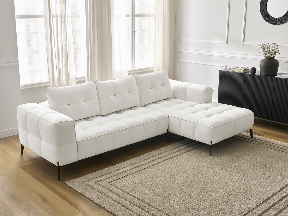 Bobochic Anis Ecksofa Strukturstoff Weiß Ecke rechts