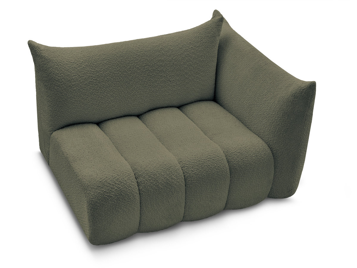 Bobochic Azra Sofamodul 2-Sitzer 143 × 112 cm Bouclé-Stoff Grün Ecke rechts