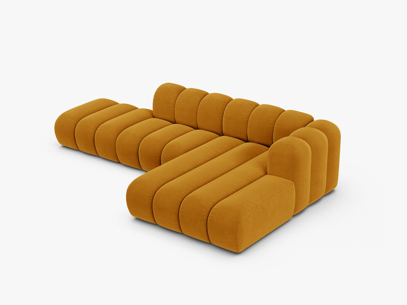 Micadoni Modulares Ecksofa offen Lupine 5-Sitzer Rechts Samt Salvador Gelb