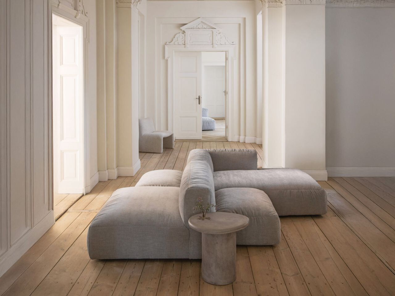 Micadoni Hocker Martina Groß 1-Sitzer Kord Tilia Hellgrau