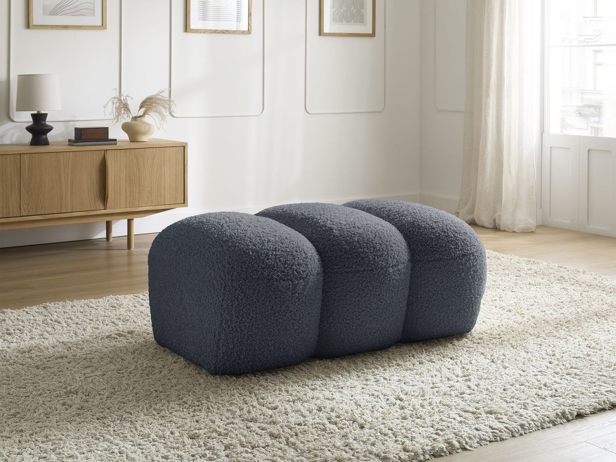 Bobochic Hippolyte Pouf Bouclé-Stoff Dunkelgrau