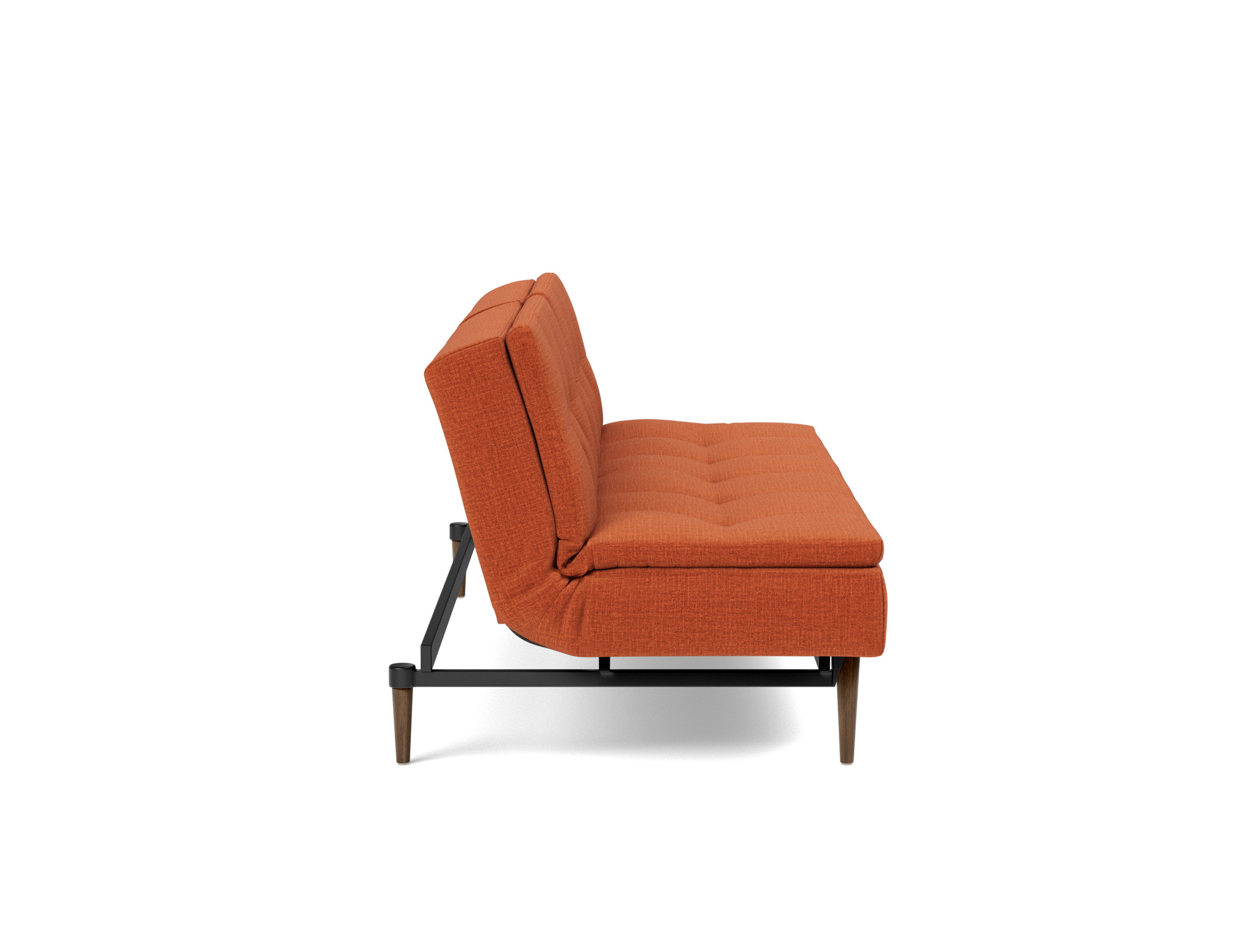 Schlafsofa Dublexo Chenille Esina 412-Rust-Orange Beine Styletto Eiche dunkel