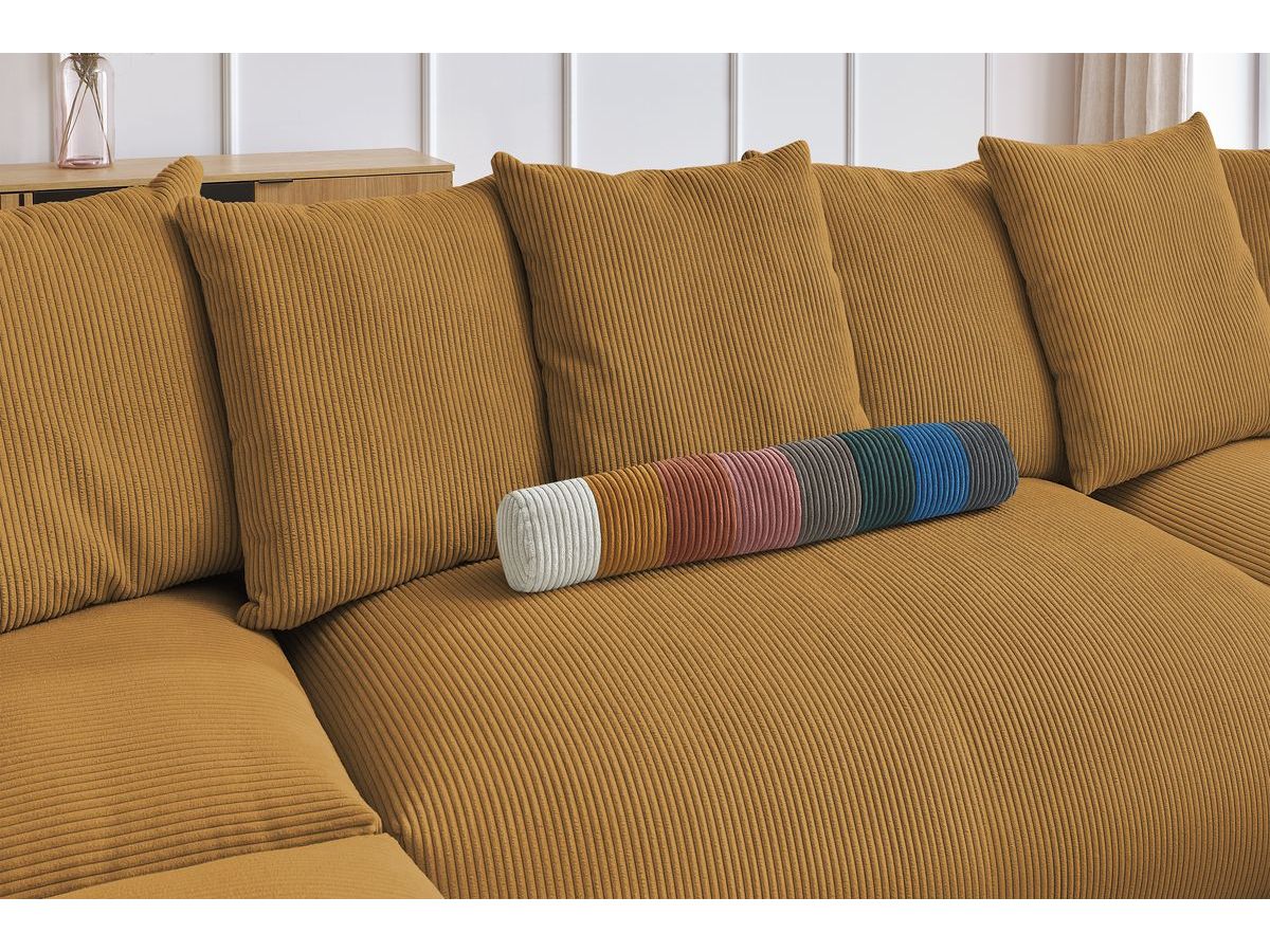 Bobochic Voltaire Wohnlandschaft mit Pouf 356 × 214 cm Cordsamt Gelb Ecke rechts