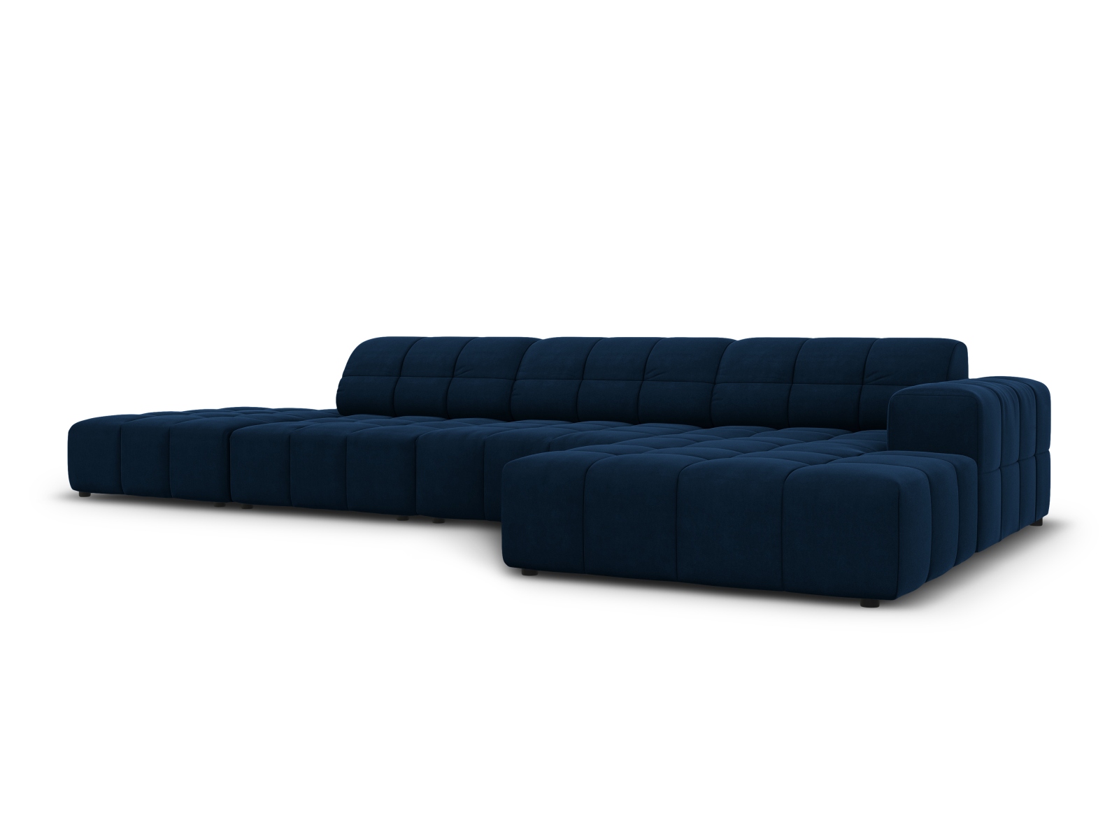 Cosmopolitan Design Ecksofa Chicago 5-Sitzer offen Samt Bluvel Königsblau Rechts