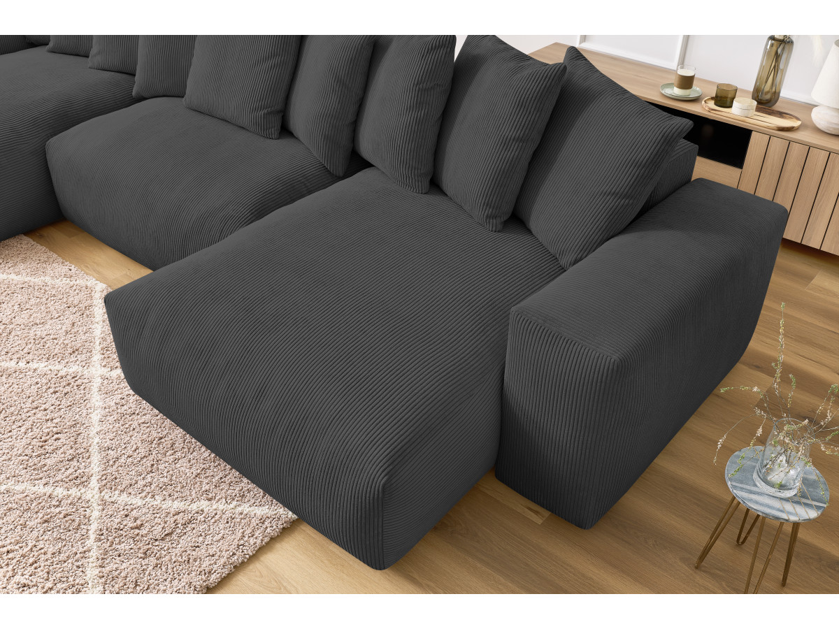 Bobochic Voltaire Wohnlandschaft 420 × 174 cm Cordsamt Dunkelgrau