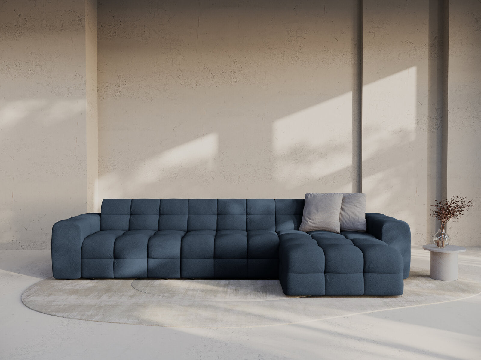 Micadoni Ecksofa Kendal 5-Sitzer Rechts Strukturierter Stoff Marineblau