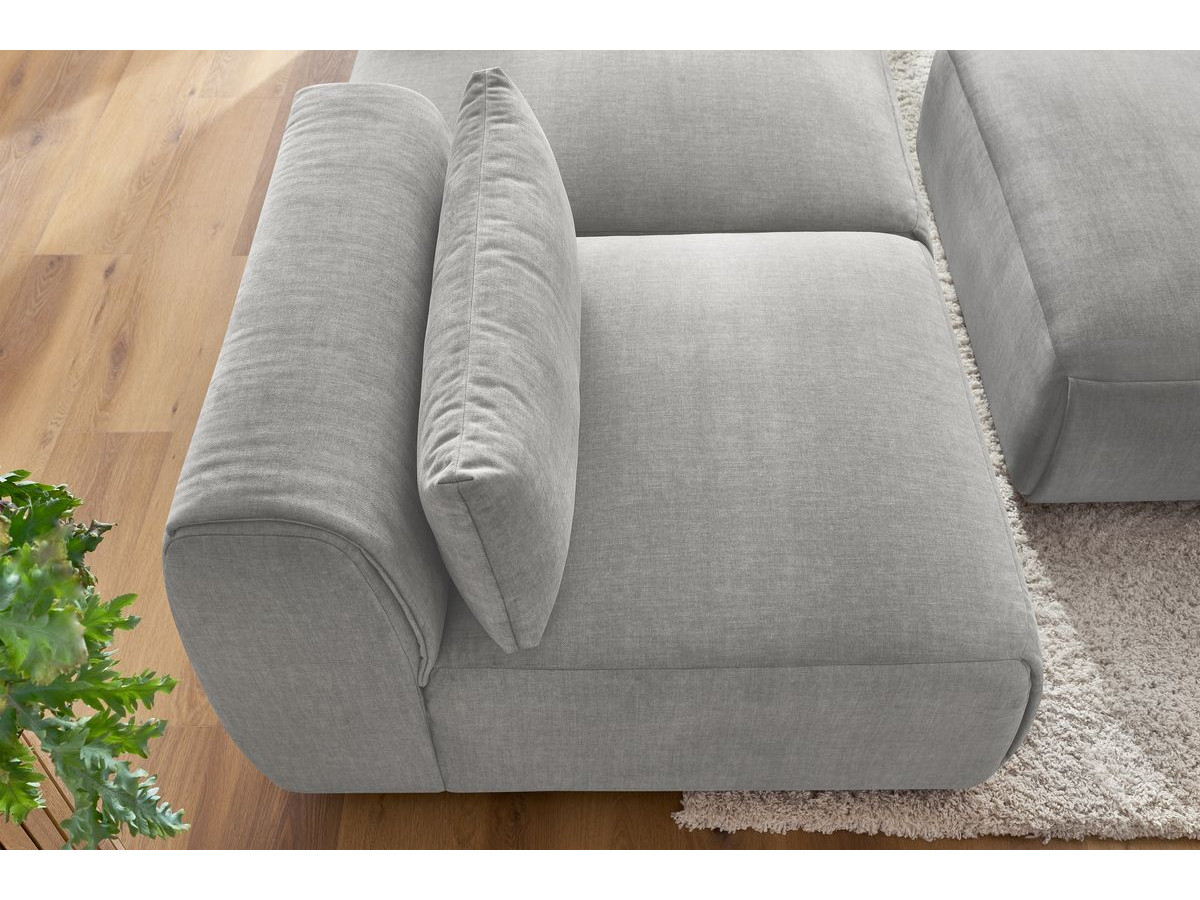 Bobochic Jeanne Sofa 4-Sitzer mit Pouf Samt Hellgrau
