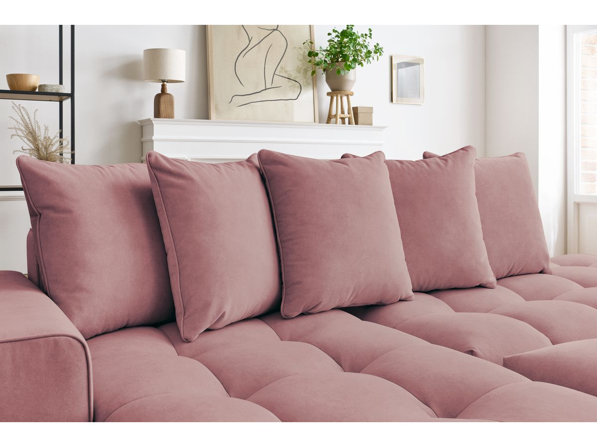 Bobochic Mont-blanc Ecksofa mit Pouf Samt Rosa Ecke links