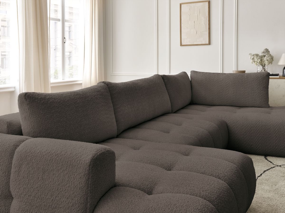 Bobochic Fuji Wohnlandschaft Bouclé-Stoff Braun Ecke links