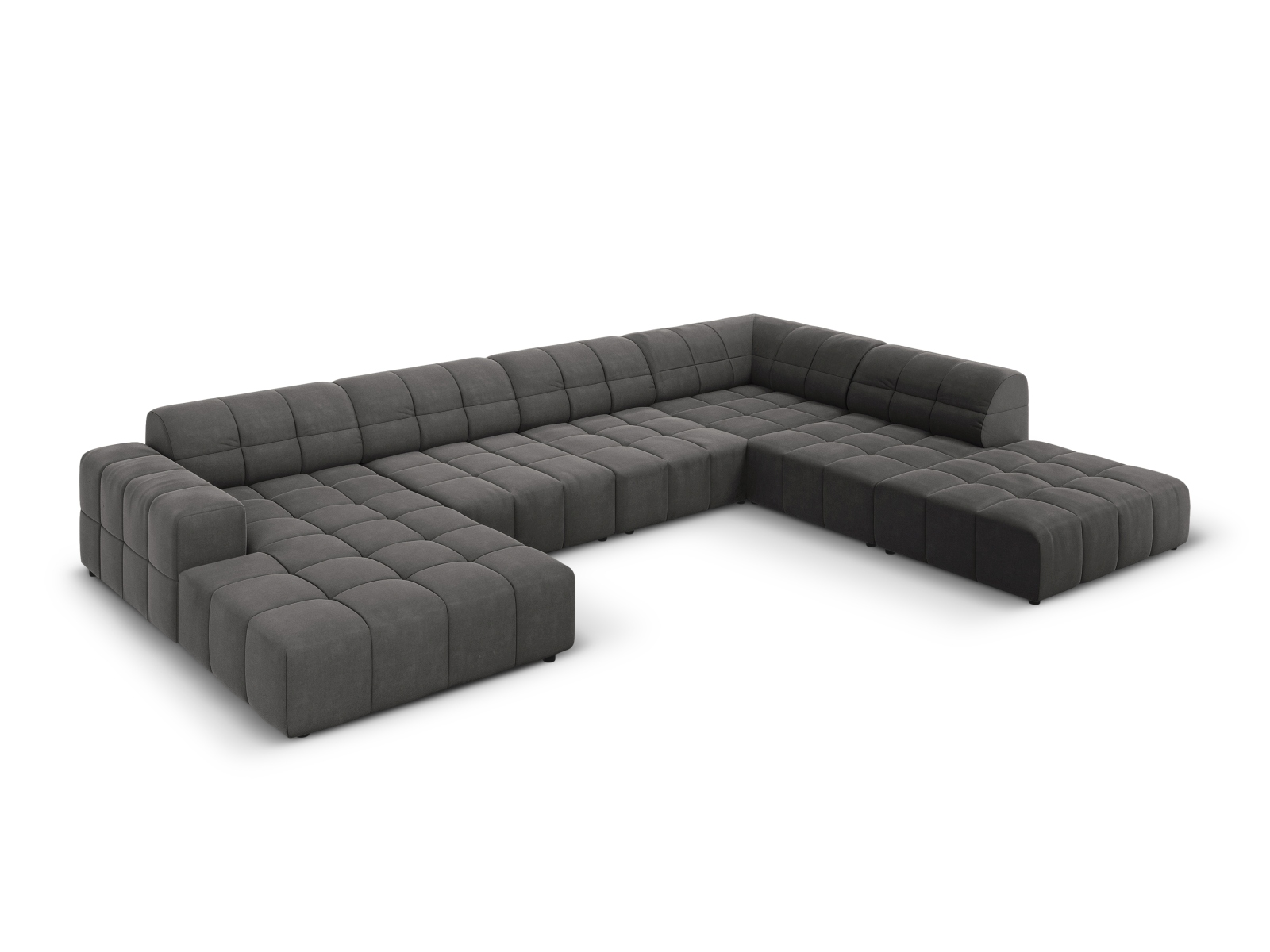Cosmopolitan Design Panoramasofa Chicago 7-Sitzer Samt Bluvel Grau Rechts