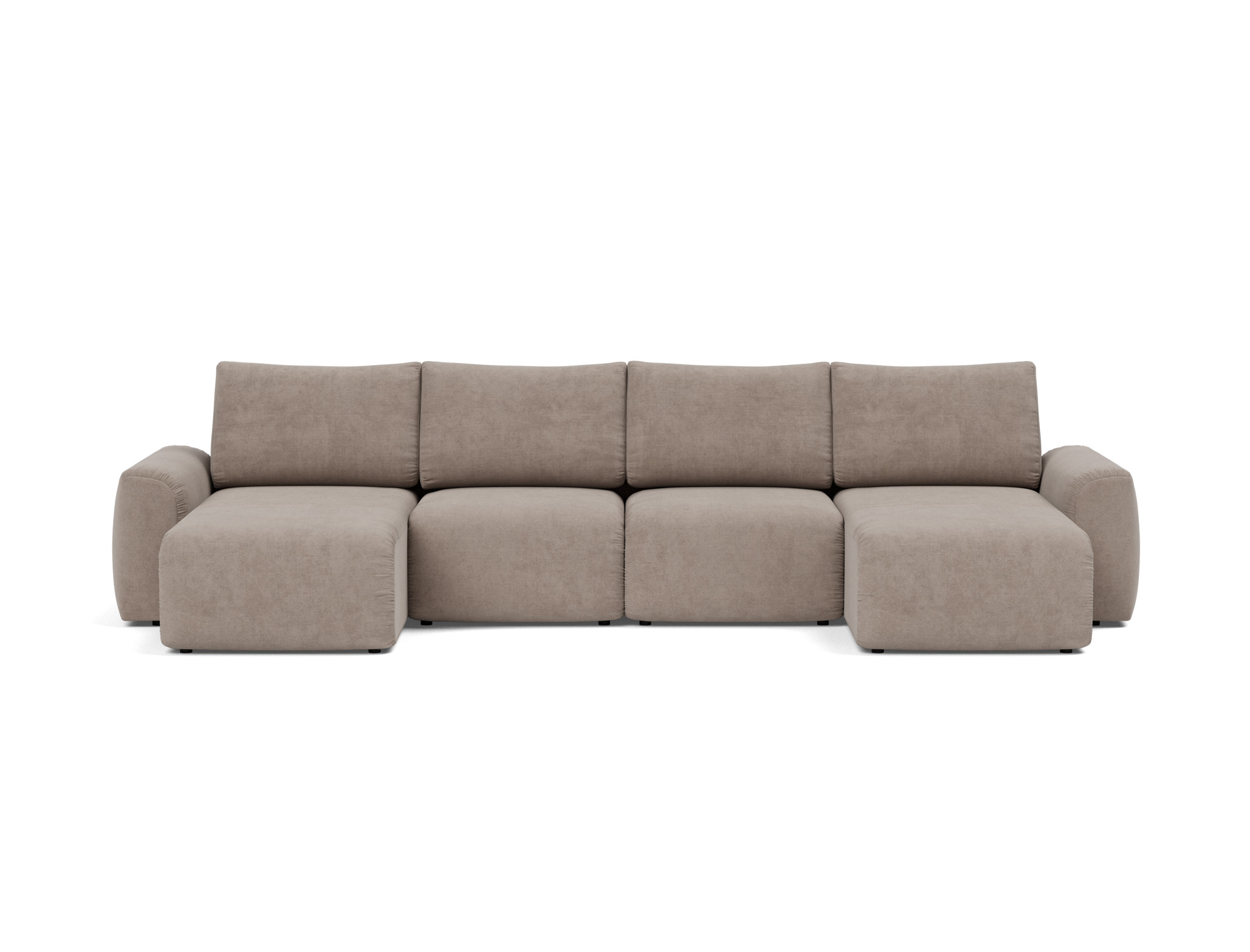 Schlafsofa Norum U-Form mit Chunky-Armlehnen Kord Cordufine 318-Beige
