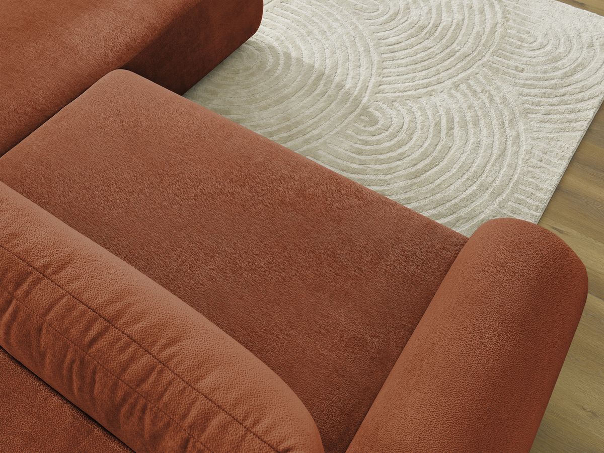 Bobochic Lucien Ecksofa mit Schlaffunktion und Bettkasten 296 × 198 cm Stoff Orange Ecke rechts