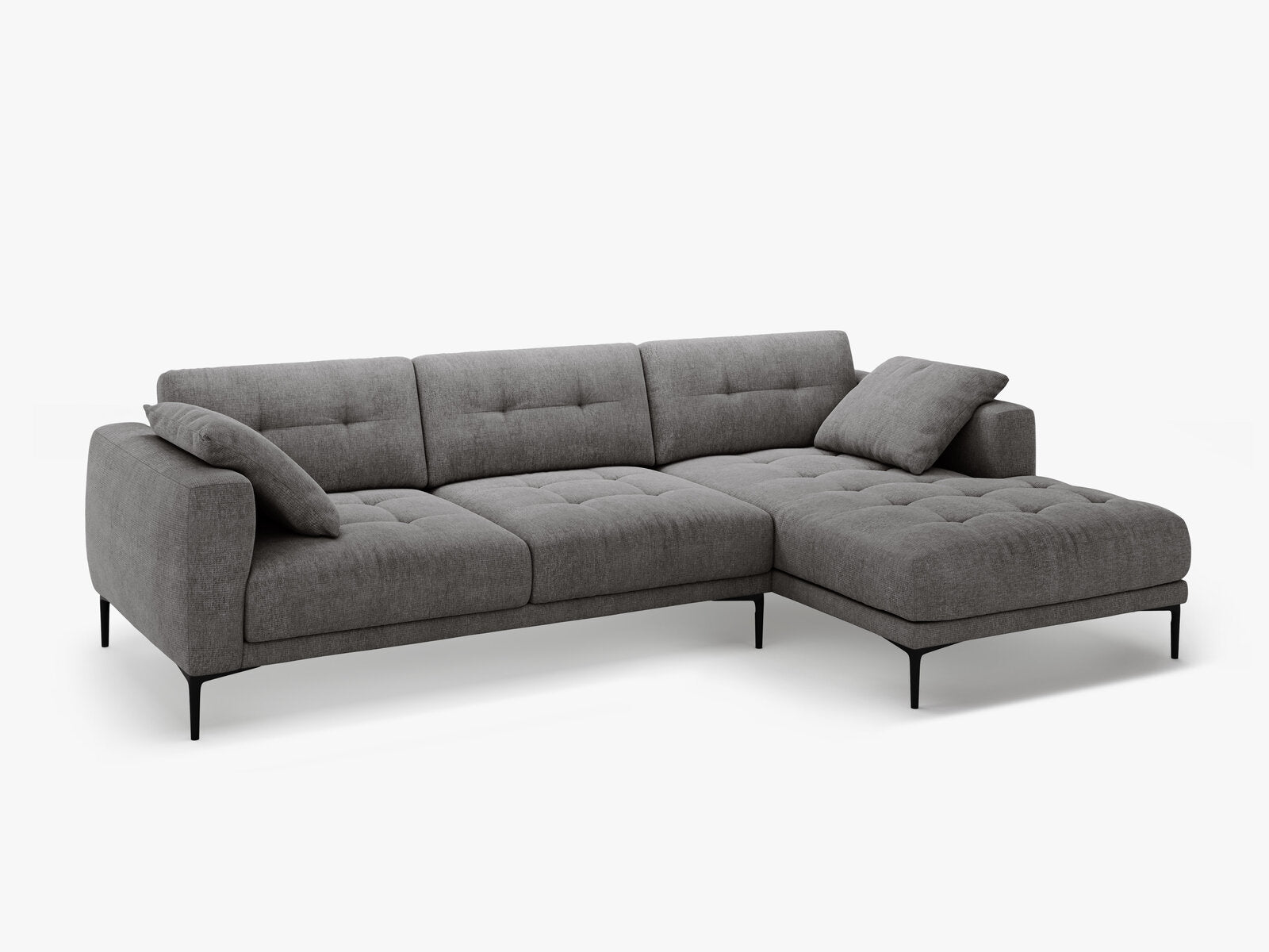 Micadoni Ecksofa Bemy 3-Sitzer Rechts Strukturierter Stoff Grau