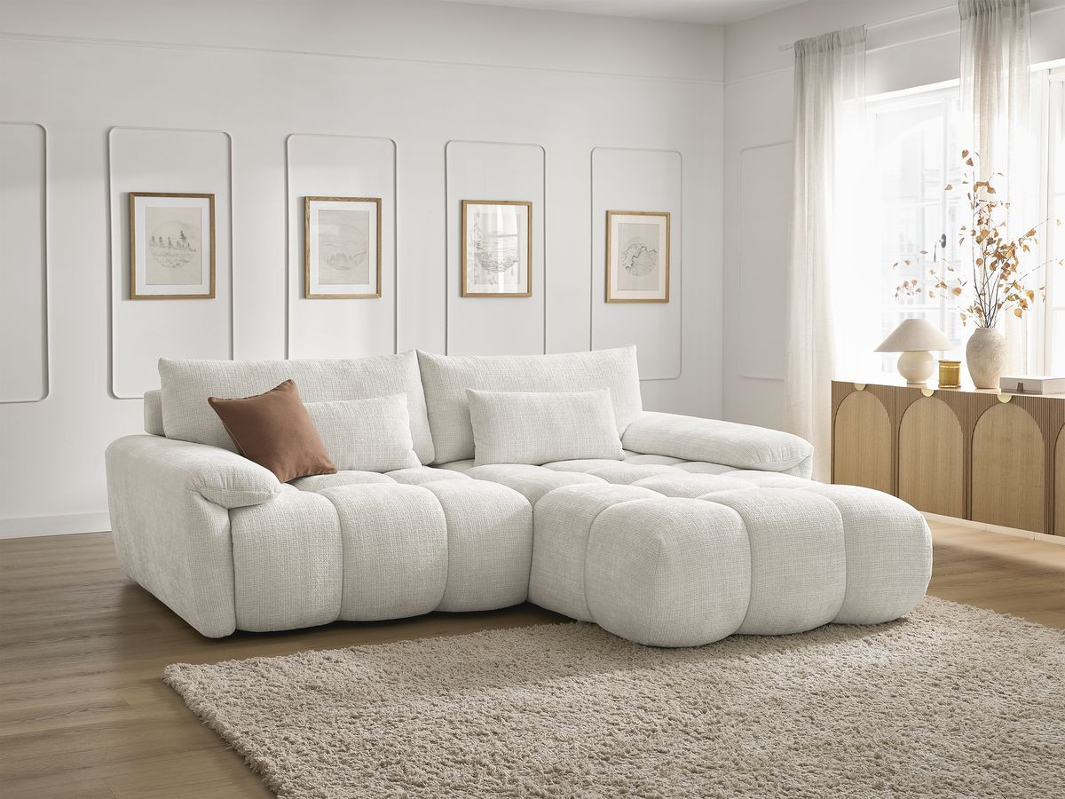 Bobochic Ivane Ecksofa Strukturstoff Weiß Ecke rechts