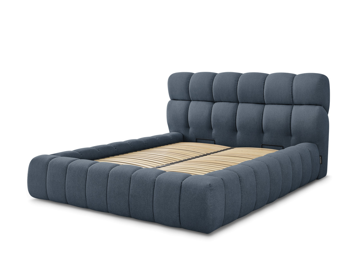 Bobochic Mont-blanc Polsterbett mit Bettkasten Stoff Dunkelblau, Liegefläche 180 × 200 cm