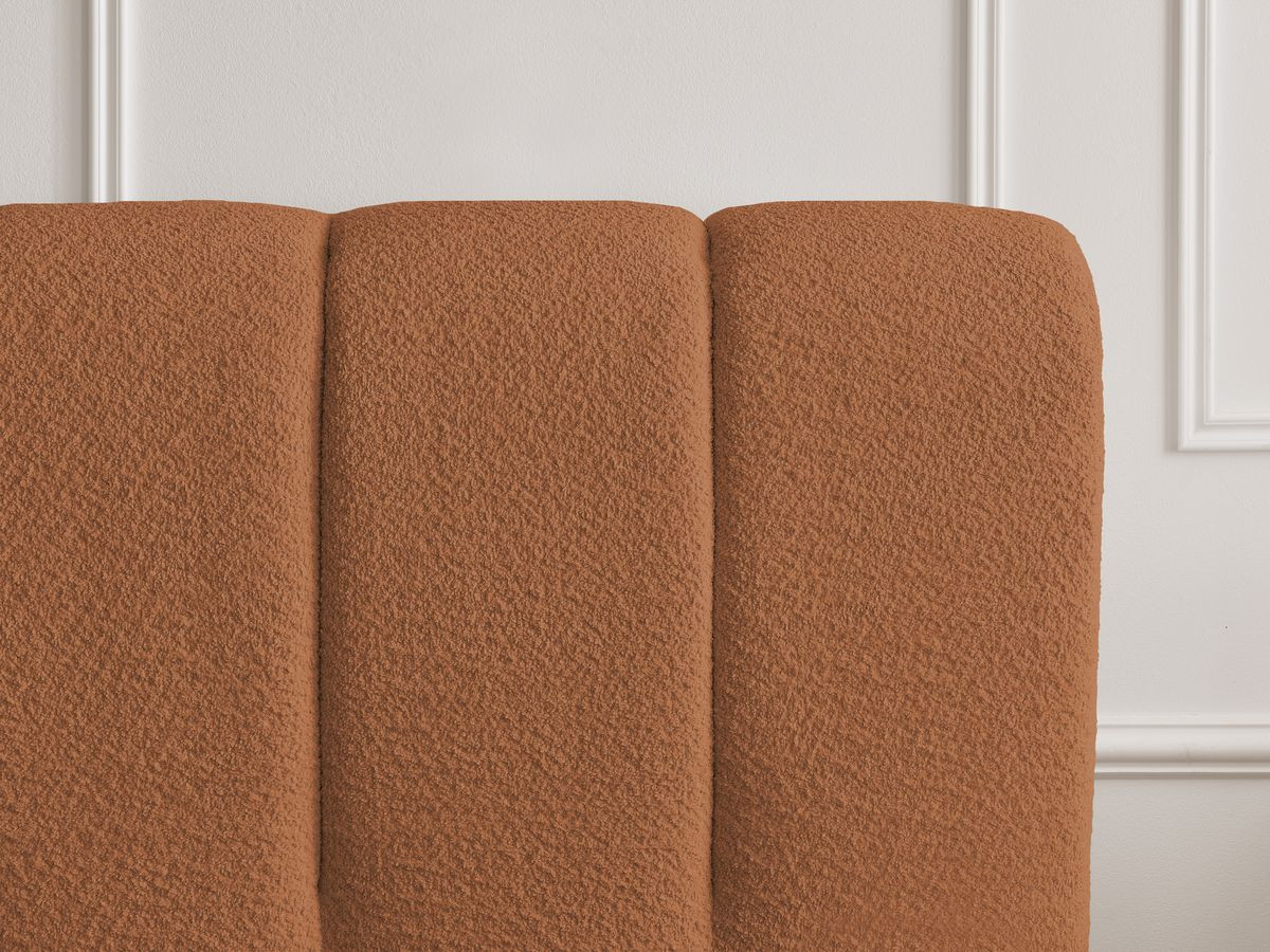 Bobochic Denali Polsterbett mit Bettkasten Bouclé-Stoff Orange, Liegefläche 140 × 190 cm
