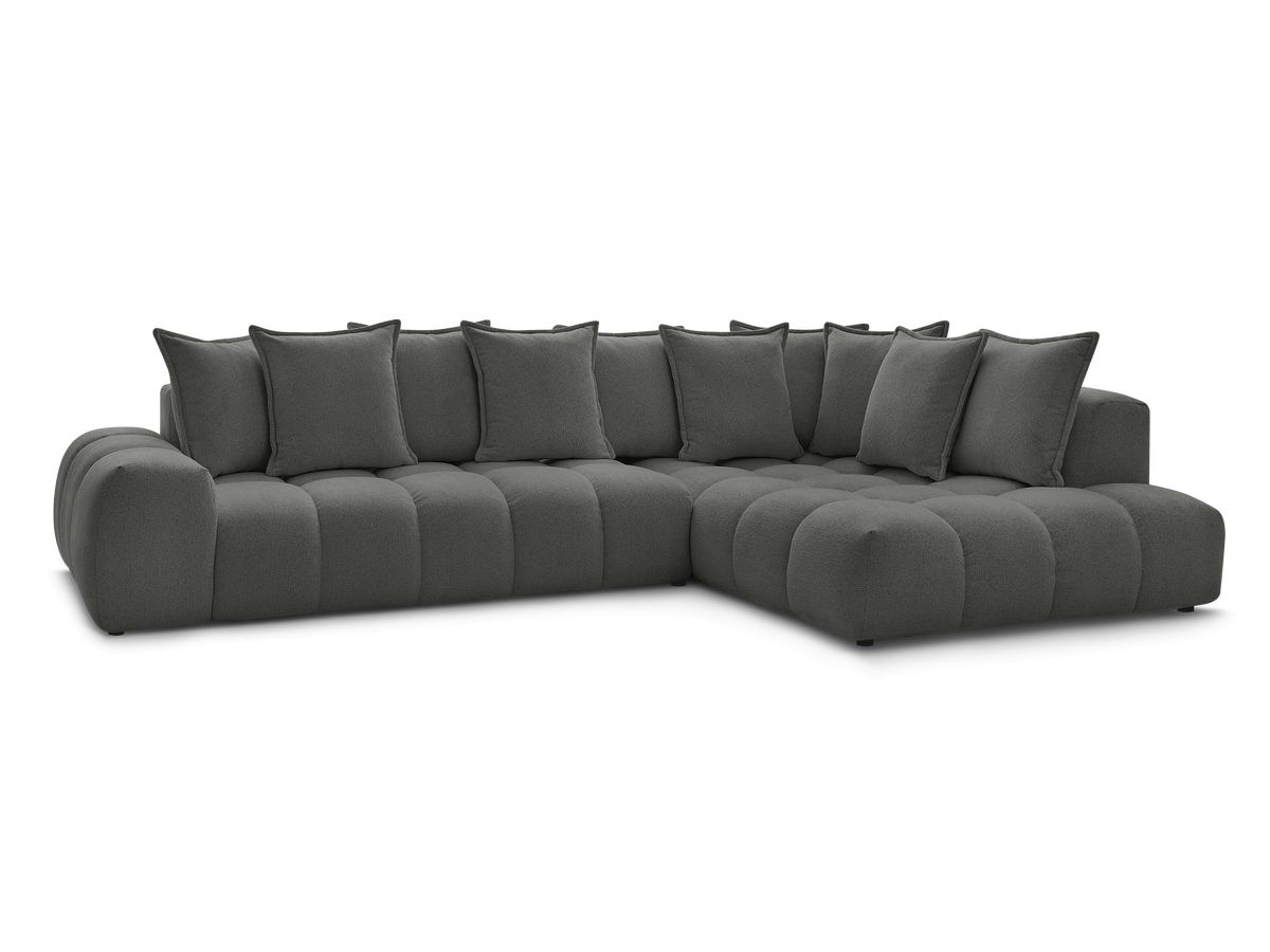 Bobochic Everest Ecksofa, 10 Kissen Melange-Stoff Dunkelgrau Ecke rechts