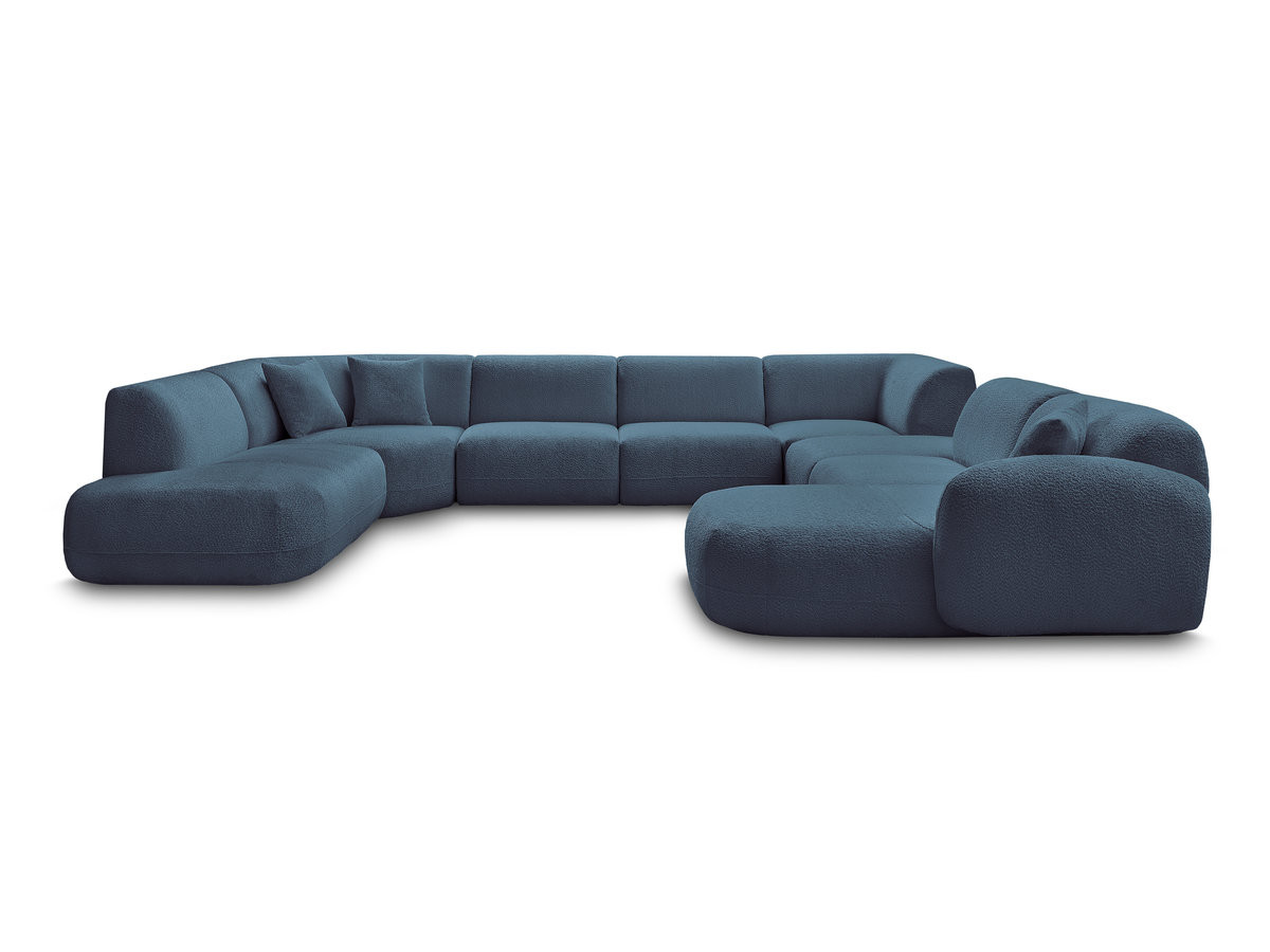 Bobochic Anda Wohnlandschaft mit Pouf 396 × 357 cm Chenille Hellblau Ecke rechts