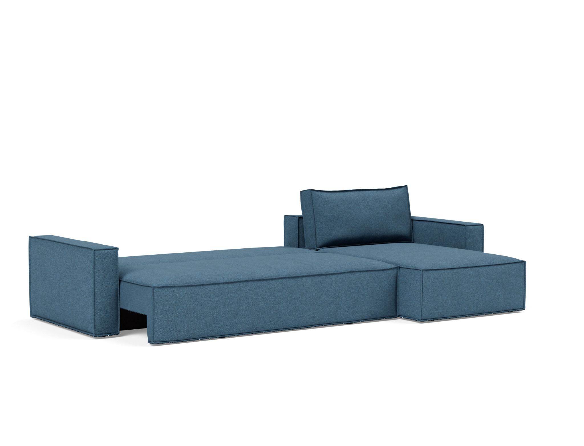 Schlafsofa Newilla mit Chaiselongue Strukturierter Stoff Weda 302-Weda-Blue