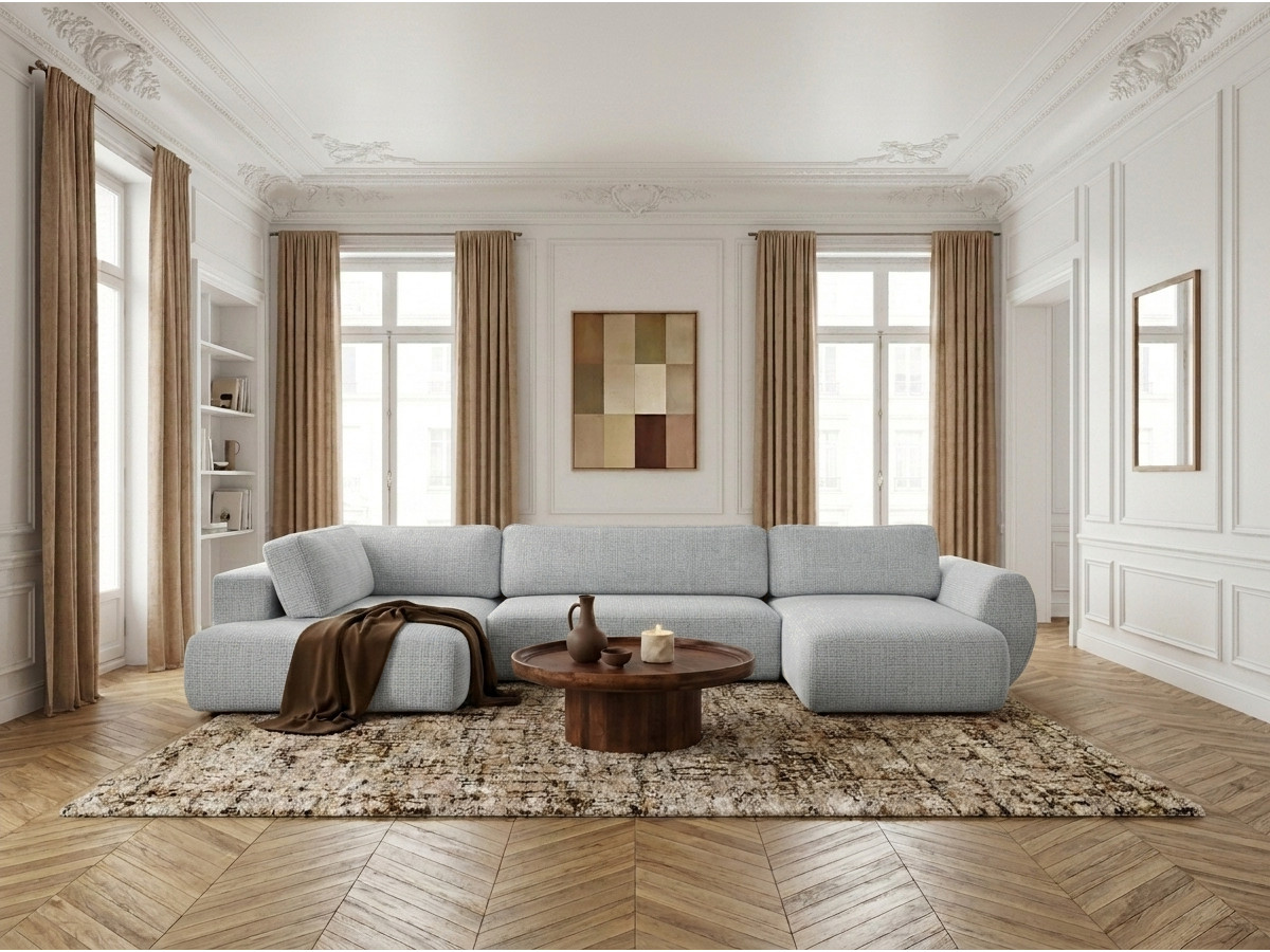 Bobochic Denise Wohnlandschaft Strukturstoff Hellgrau Ecke rechts