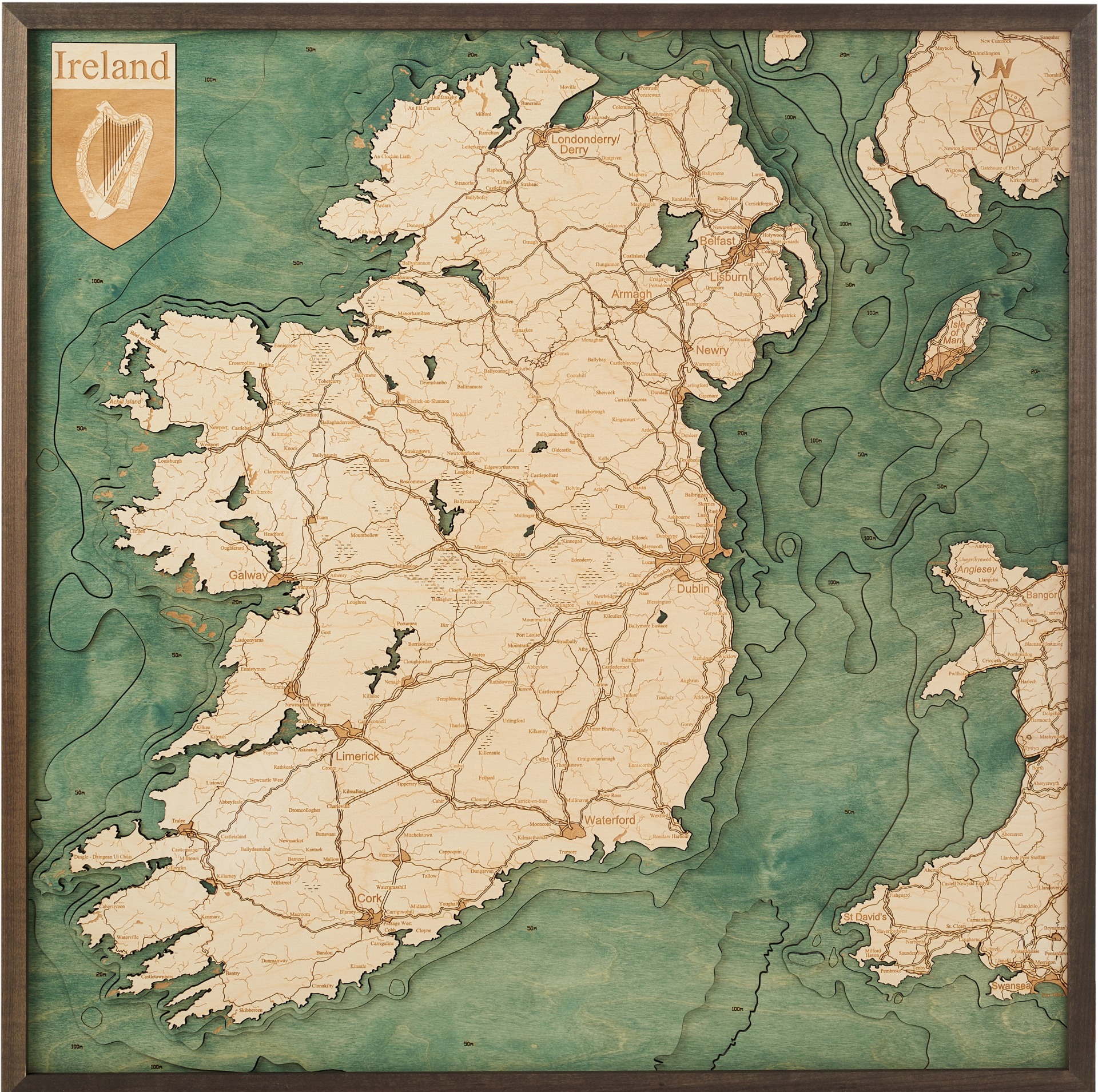 Cutting Brothers 3D Holz-Wandkarte Irland 76 x 76 moebelfaktor