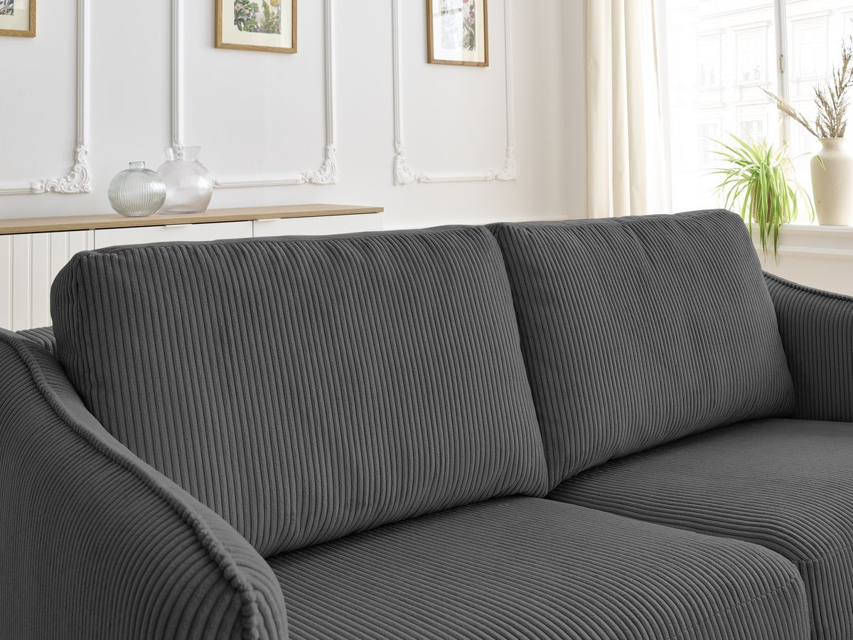 Bobochic Lenny Schlafsofa 3-Sitzer Cordsamt Dunkelgrau