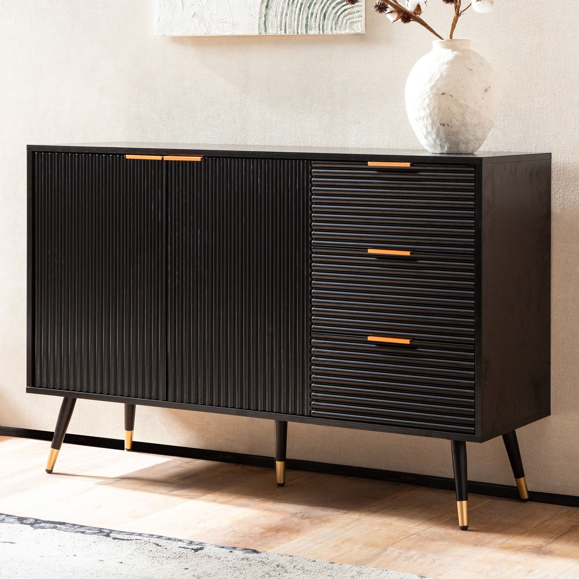 Sideboard Evenes Schwarz 120 × 40 × 80 cm