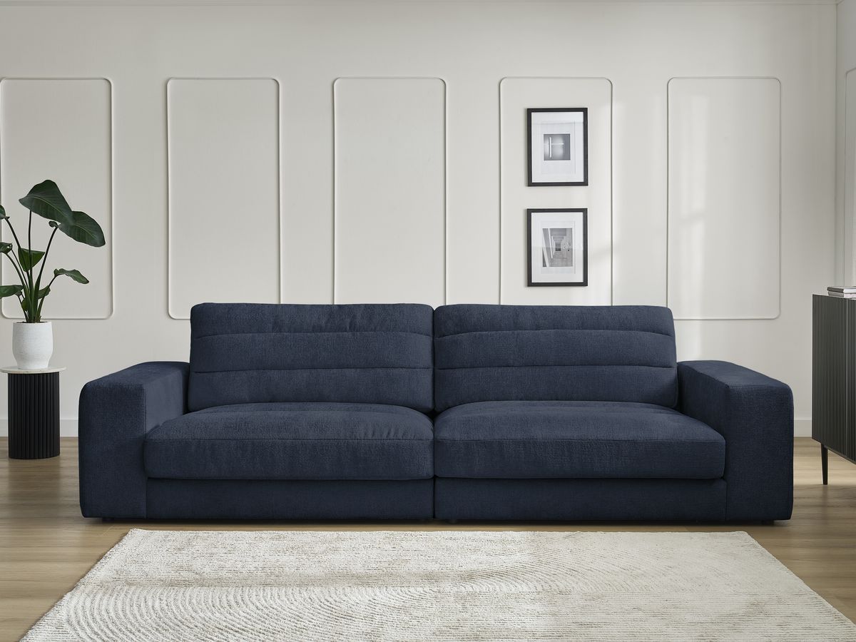 Bobochic Sierra Sofa 3-Sitzer Strukturstoff Dunkelblau