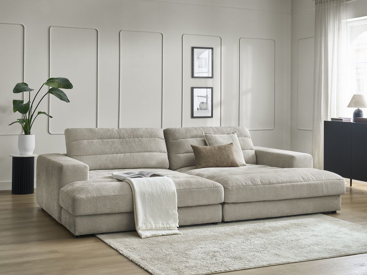 Bobochic Sierra Sofa 4-Sitzer Strukturstoff Taupe