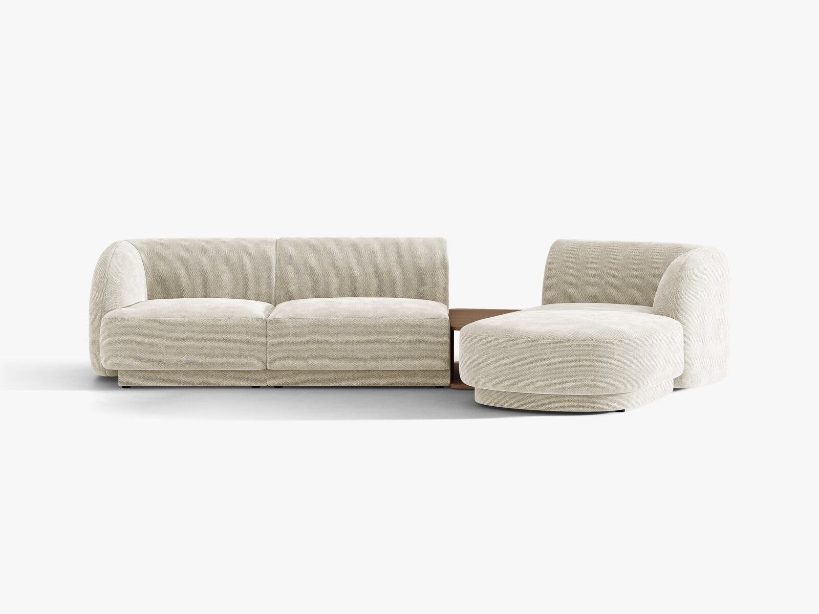 Micadoni Modulares Sofa Miley mit Recamiere 3-Sitzer Rechts Chenille Eden Helles Beige