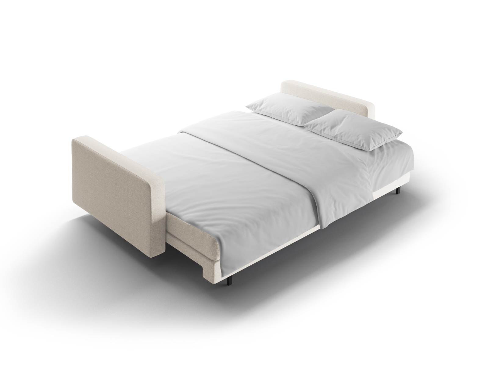 Cosmopolitan Design Schlafsofa Bali 3-Sitzer mit Bettkasten Strukturierter Stoff Neve Helles Beige