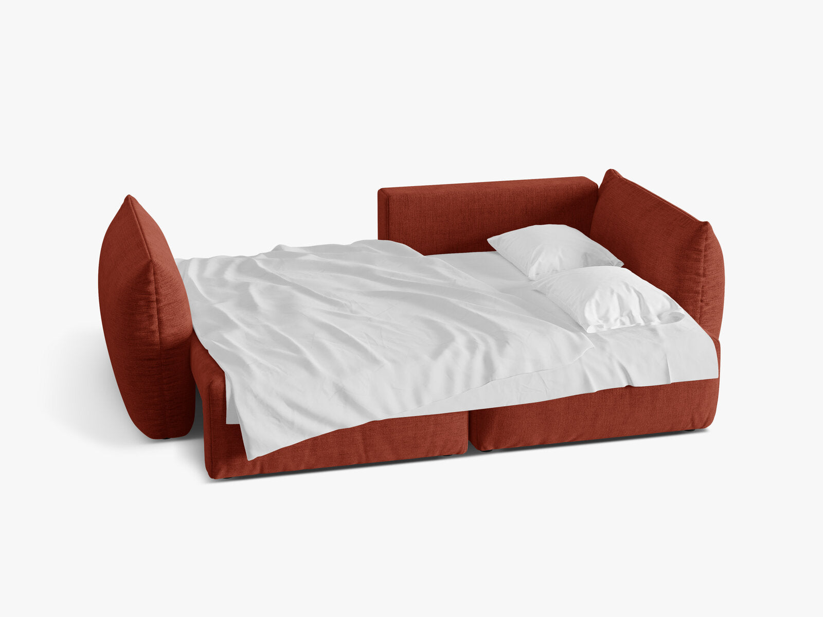 Micadoni Bloom Ecksofa 3-Sitzer mit Schlaffunktion Rechts Strukturierter Stoff Wind Kastanienbraun