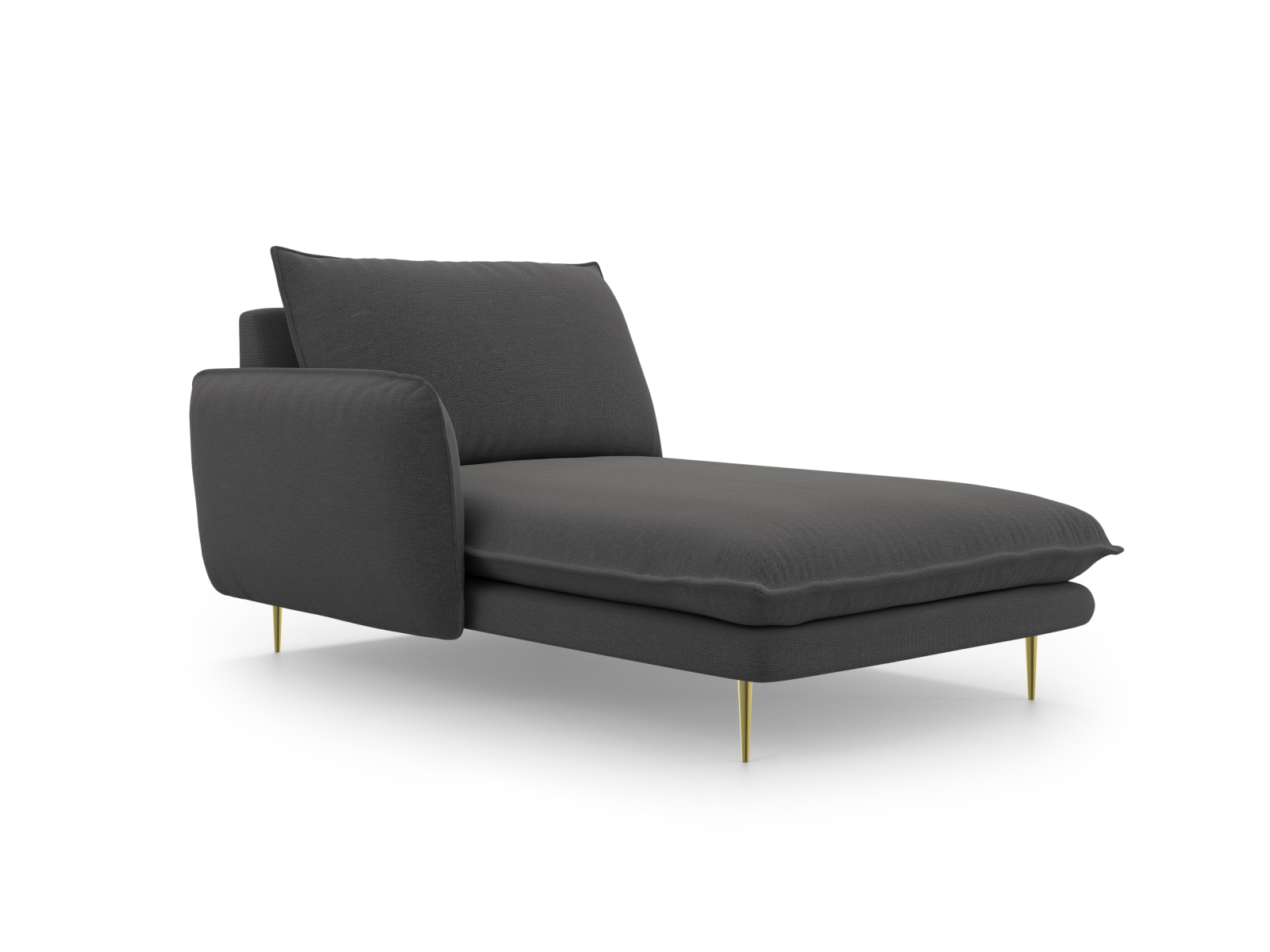 Cosmopolitan Design Chaiselongue Vienna Strukturierter Stoff Positano Dunkelgrau Melange Links Beine Gold