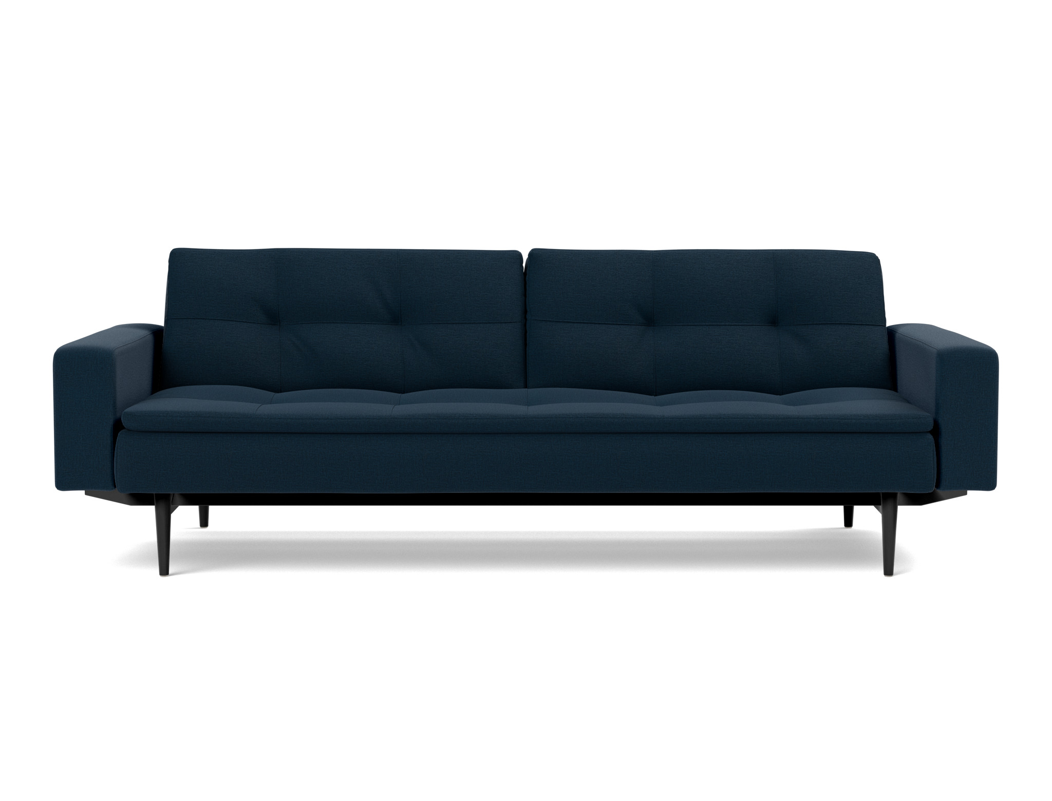 Schlafsofa Dublexo mit Armlehnen Flachgewebe Mixed Dance 528-Blue Beine Styletto Eiche schwarz