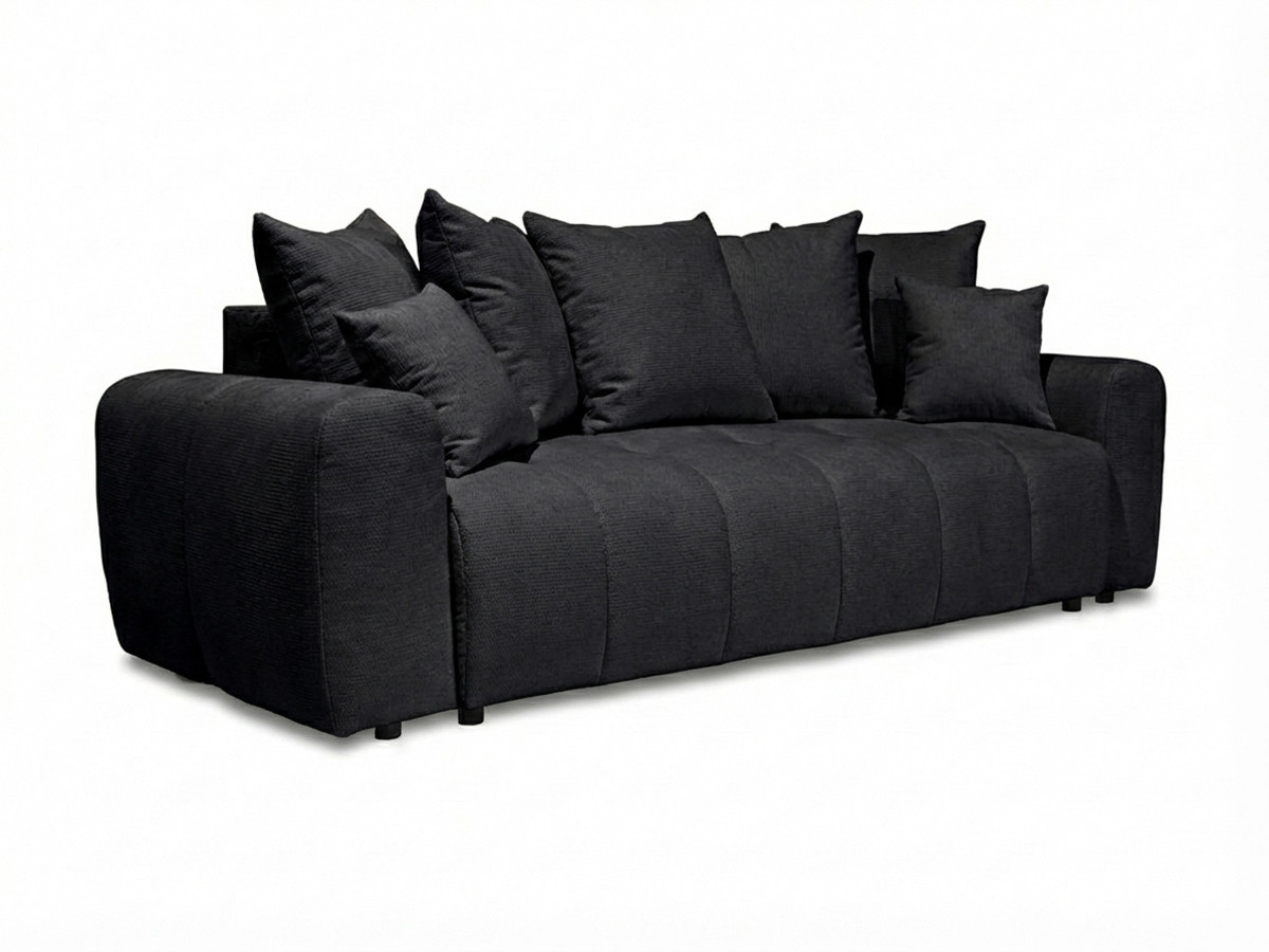 Bobochic Roxelane Schlafsofa 3-Sitzer mit Bettkasten Melange-Stoff Dunkelgrau