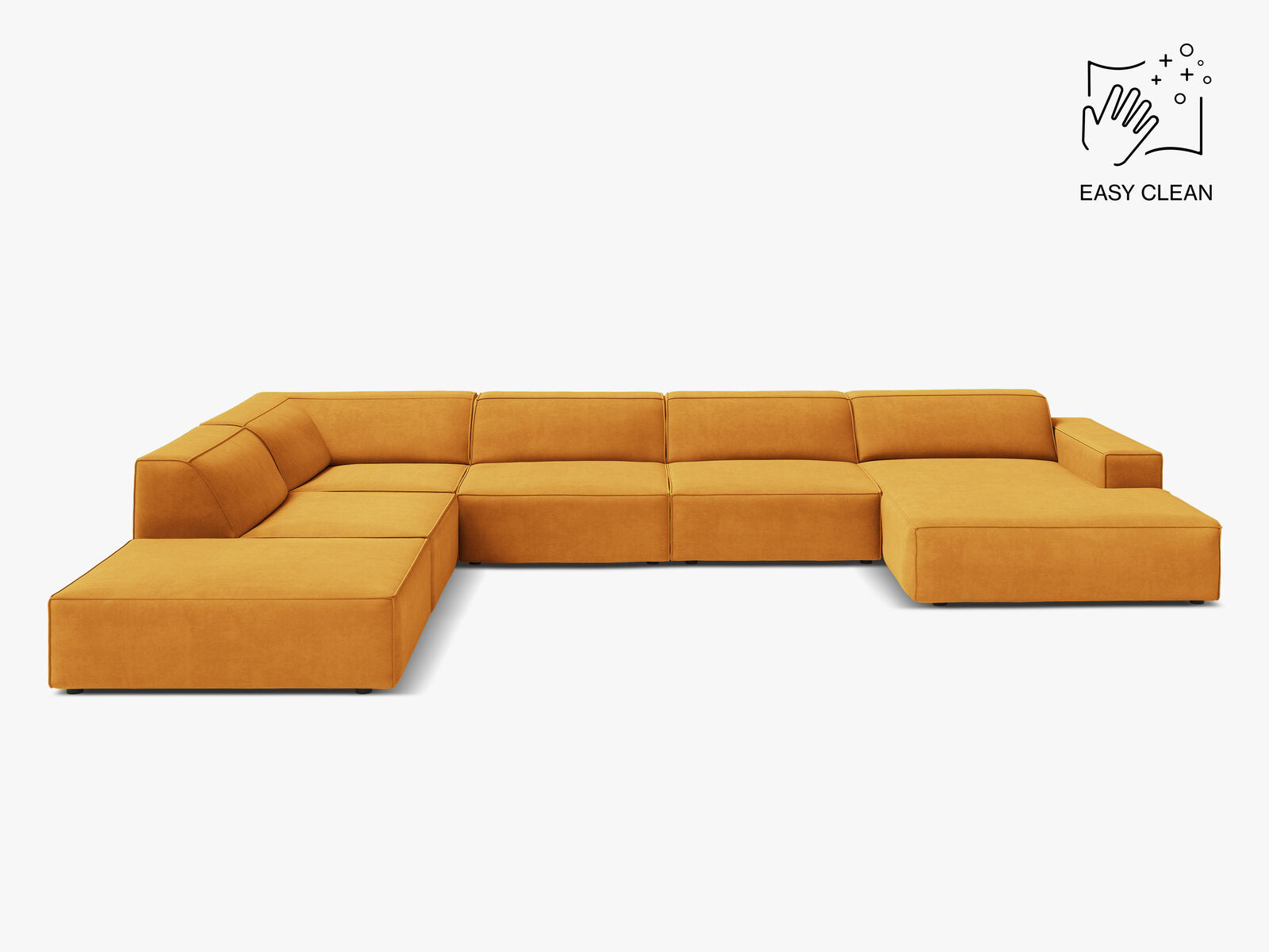 Micadoni Panorama-Ecksofa Jodie 7-Sitzer Samt Venus Gelb Links